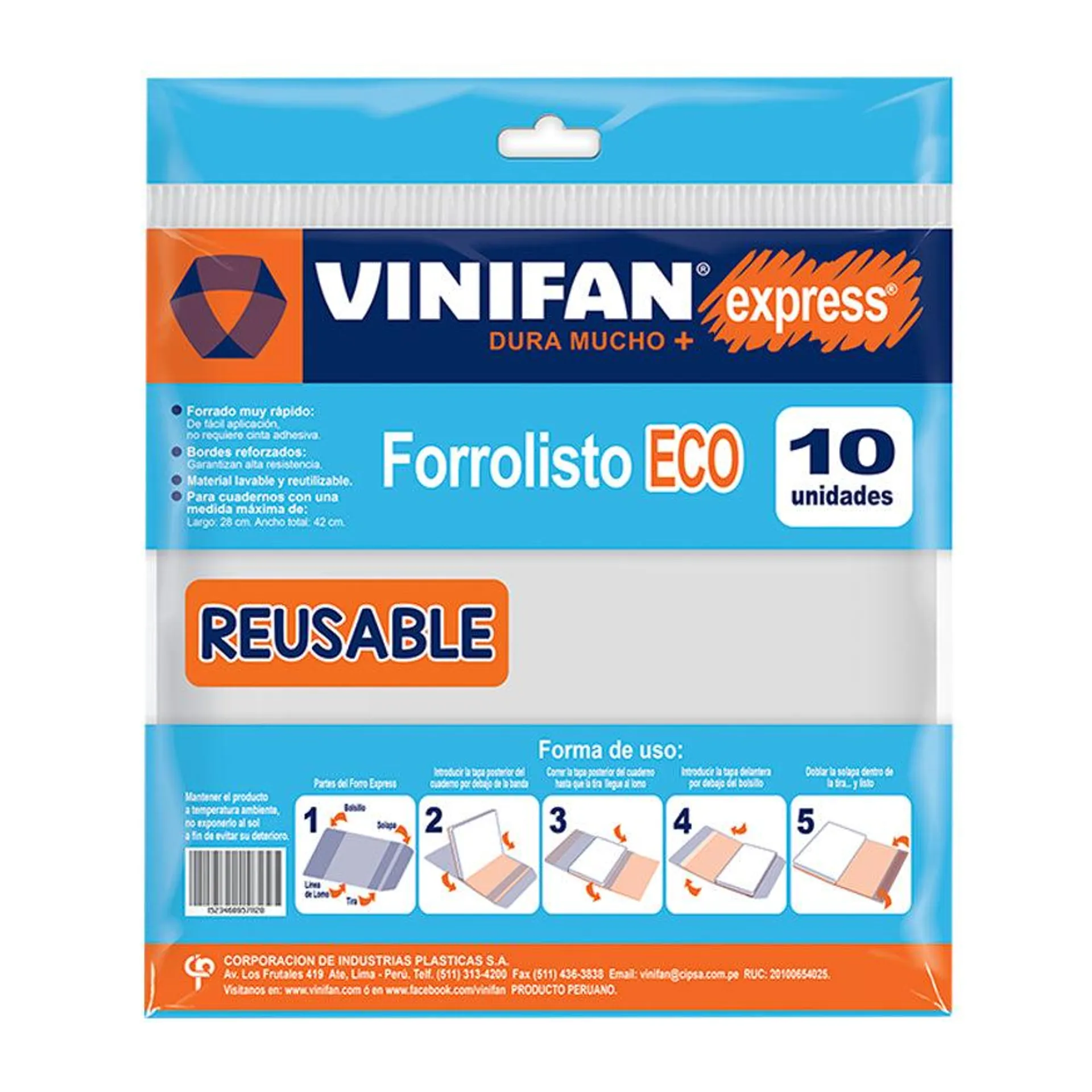 Forro Vinifan Para Cuaderno A4 (X10) Express Transparente