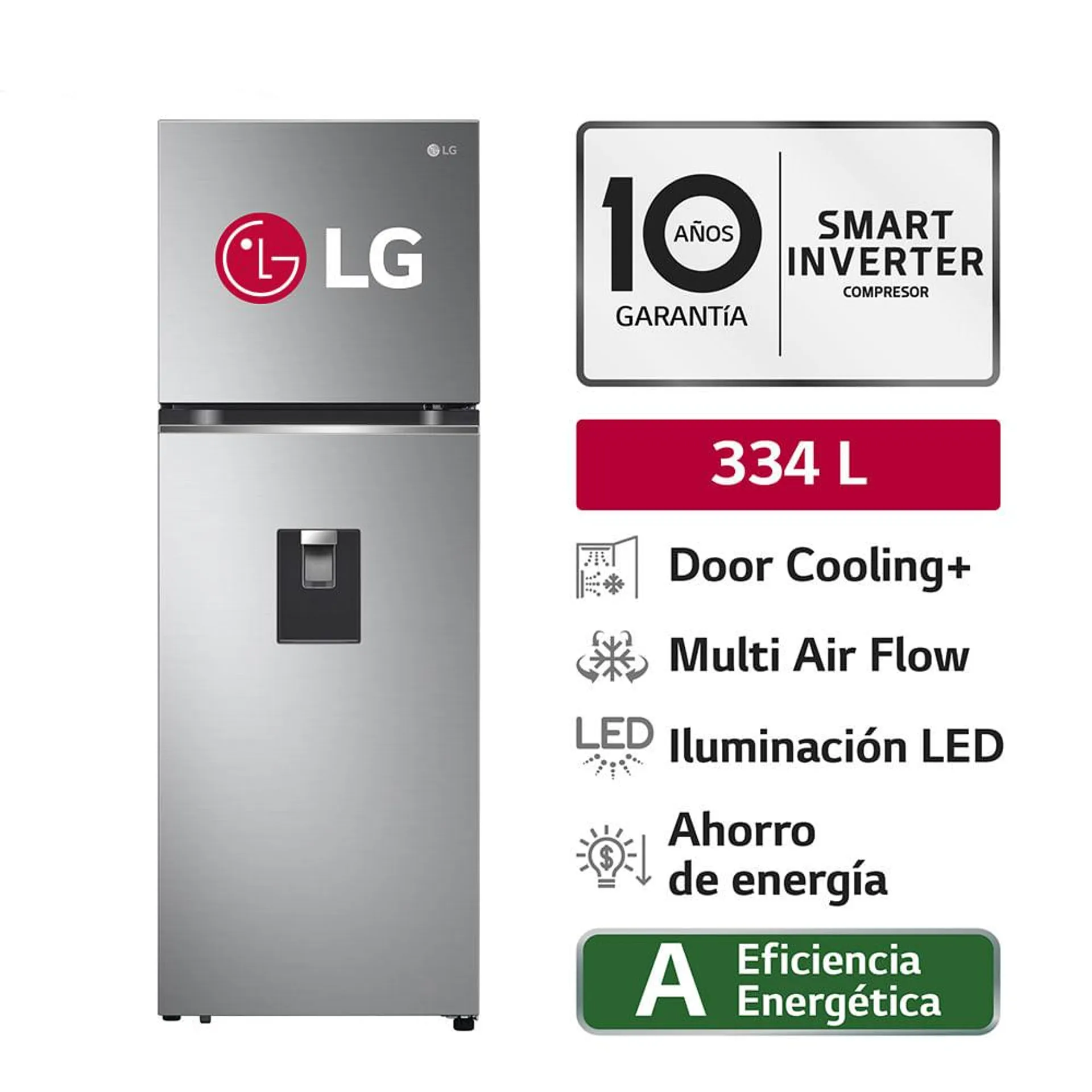 Refrigeradora Top Freezer LG GT33WPP 334L Door Cooling Plateada