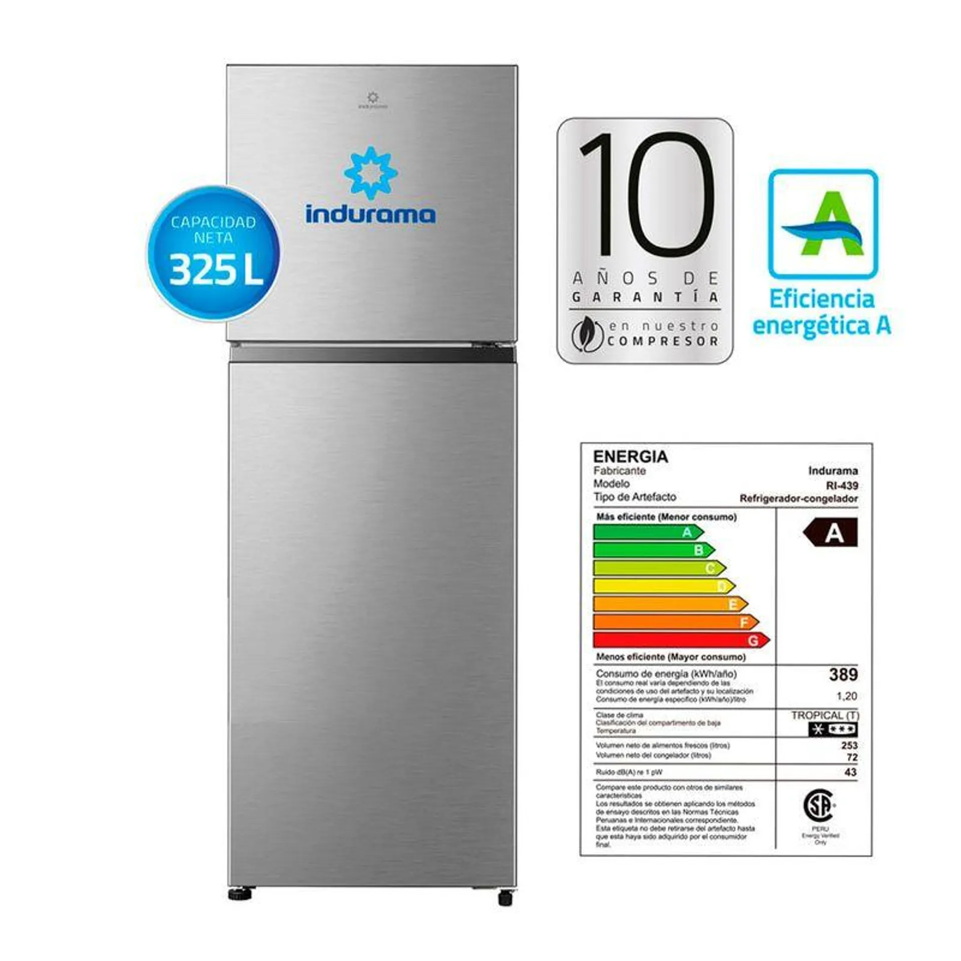 Refrigeradora Indurama Multi Air Flow Ri-439 325L