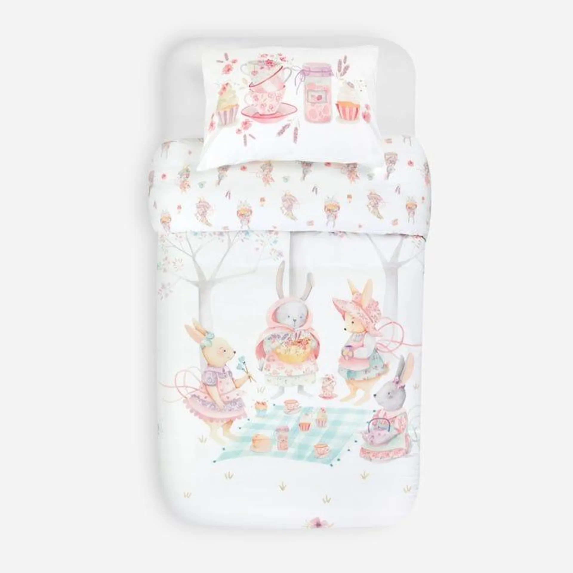 Funda Plumón Algodón Kids Reversible Hora Del Té