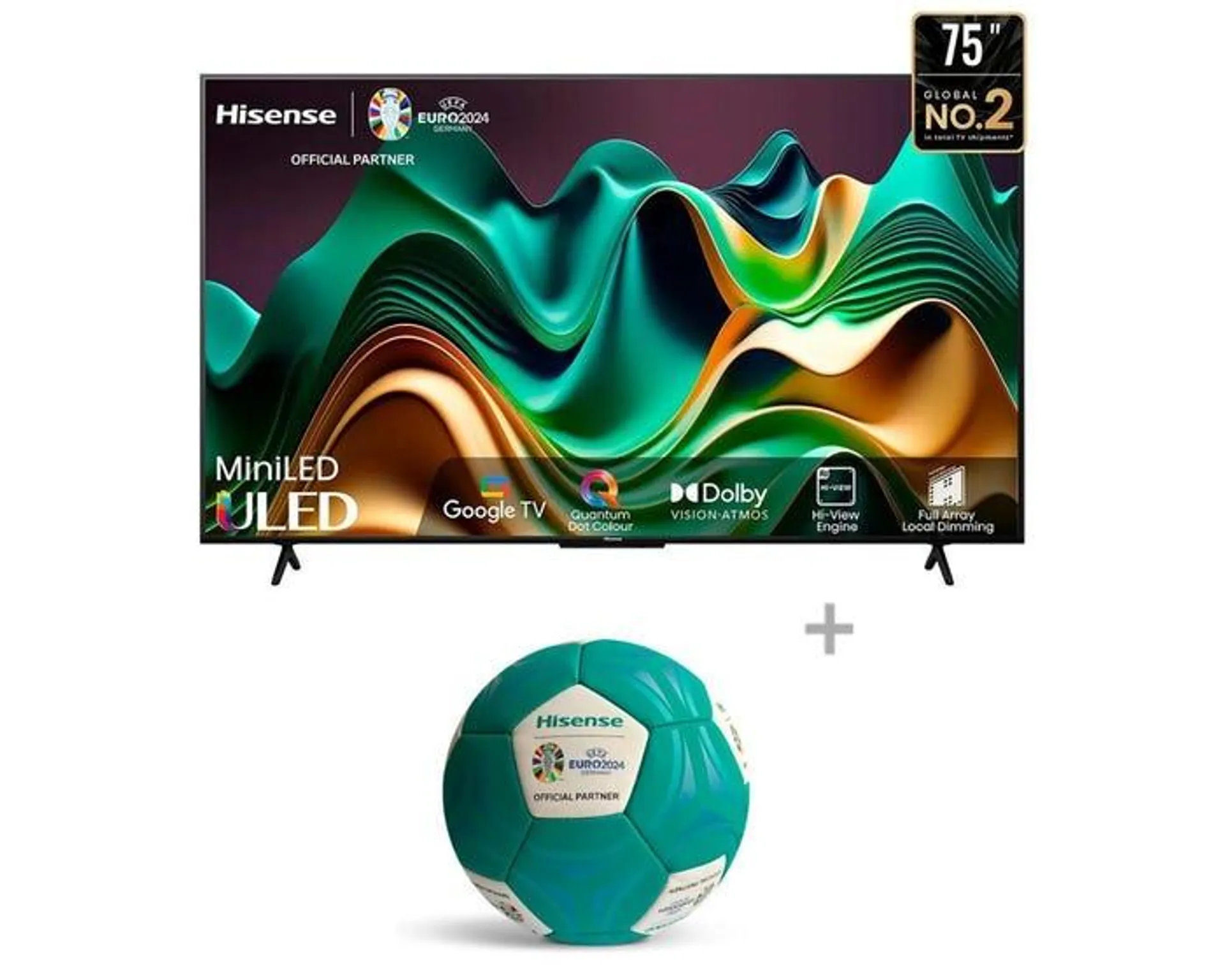 Televisor Hisense Smart TV 75" ULED 4K UHD 75U6N + PELOTA HISENSE - EURO 2024