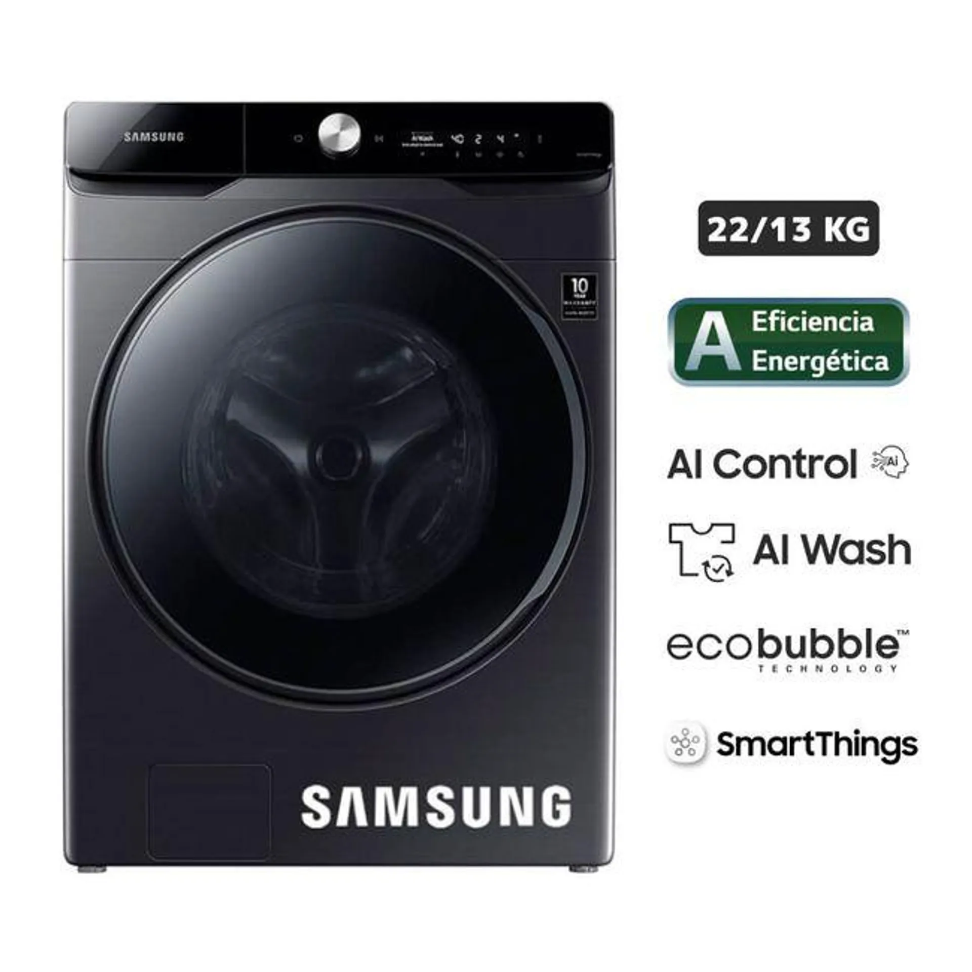 Lavaseca SAMSUNG Carga Superior/Carga Frontal 22 Kg/13Kg WD22T6500GV Negro