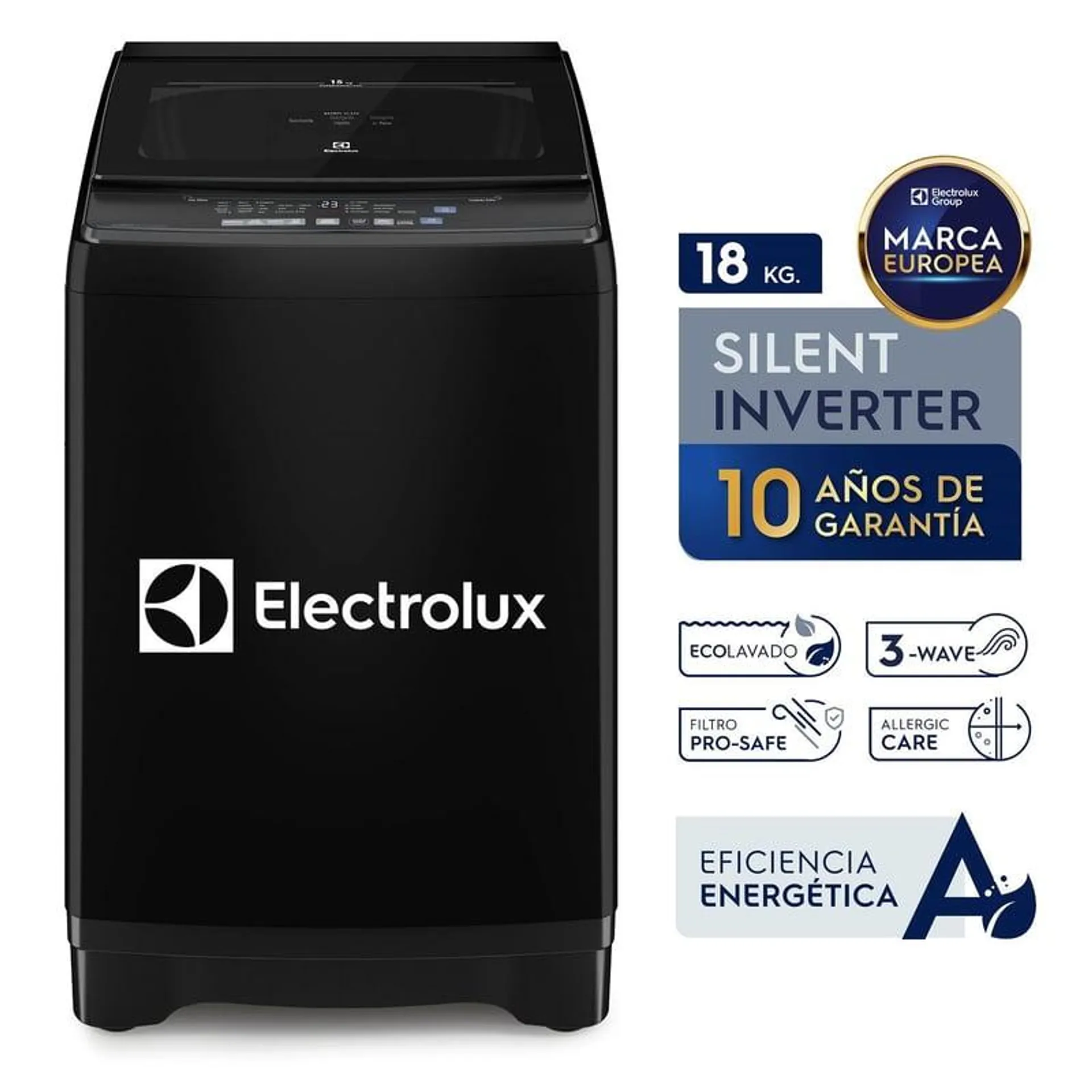 Lavadora Inverter 18kg EWIP18 Negro