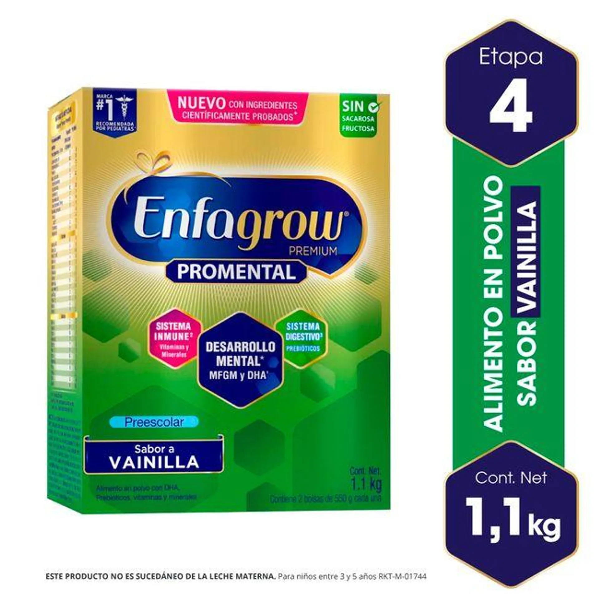 Alimento en Polvo ENFAGROW Promental Preescolar Sabor a Vainilla Caja 1.1Kg