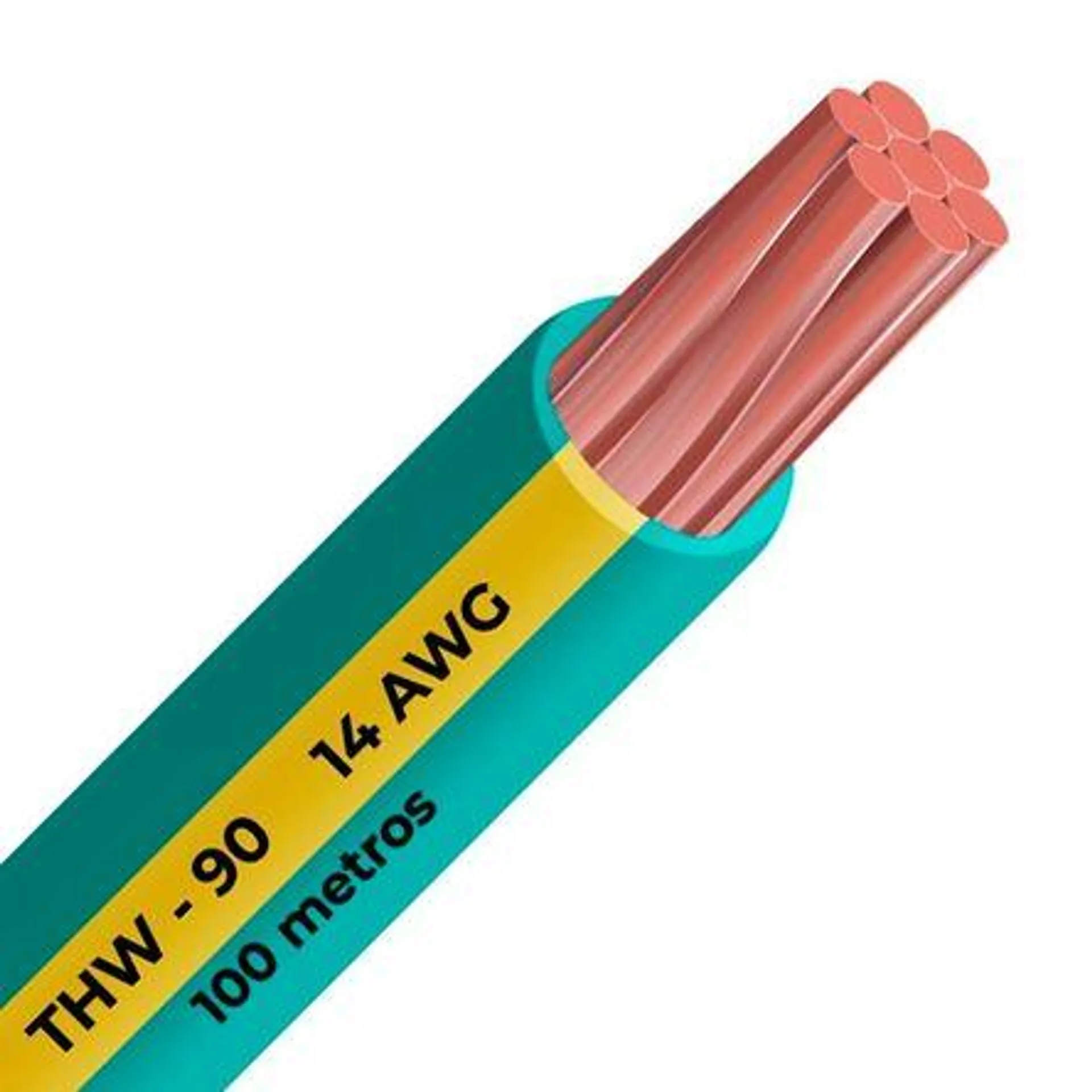 Cable THW-90 450/750 V 14 AWG Celsa Amarillo/Verde 100m