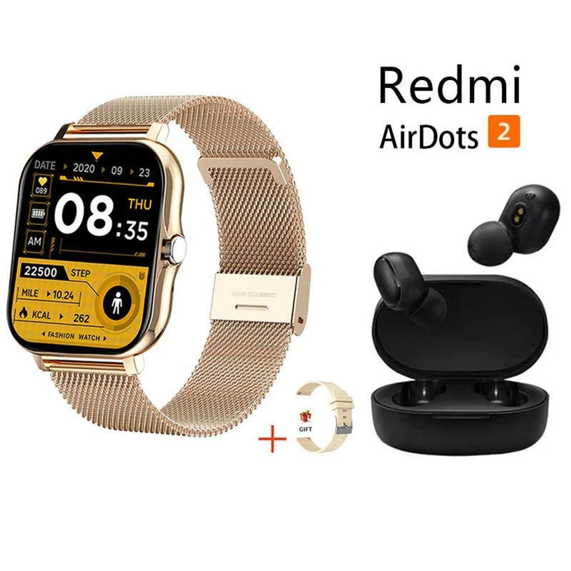 Reloj inteligente Dorado de 183 pulgadas + combo Xiaomi Redmi AirDots2