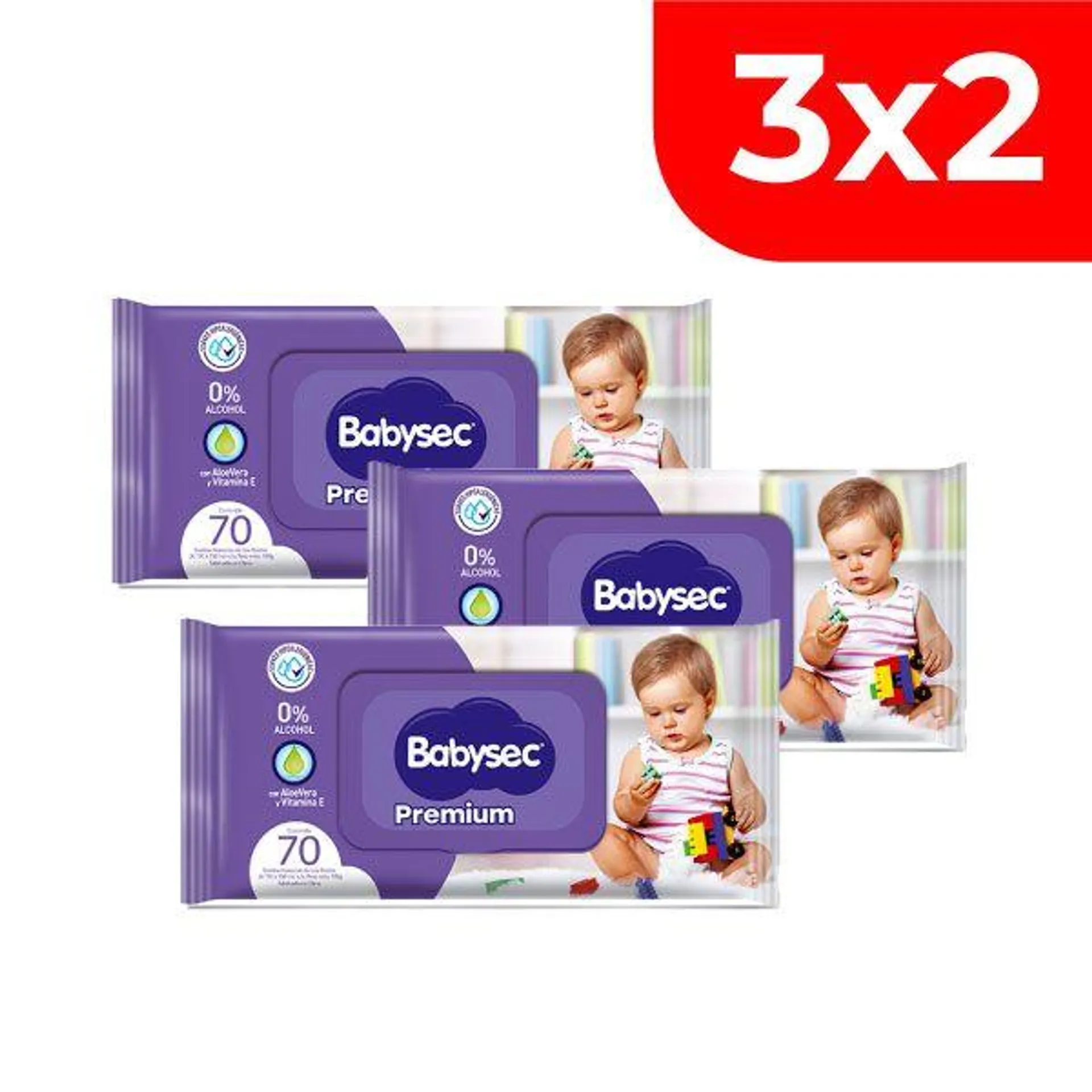 3x2 Toallitas Húmedas Babysec Premium - Bolsa 70 UN