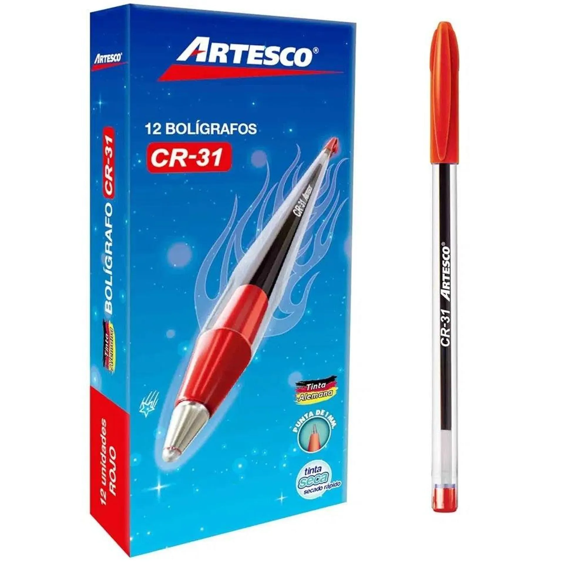 Bolígrafo Artesco Cr-31 (Ar07072007) Tinta Seca Color Rojo