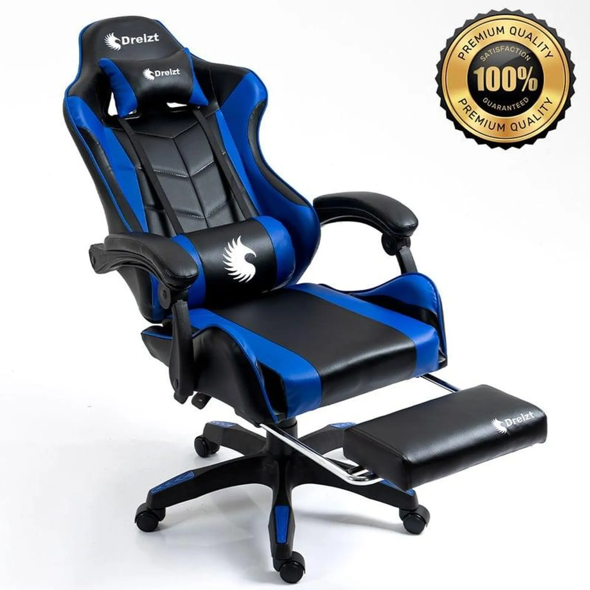 Silla Gamer Ergonómica Dreizt Shine Series Azul Posapies Reclinable