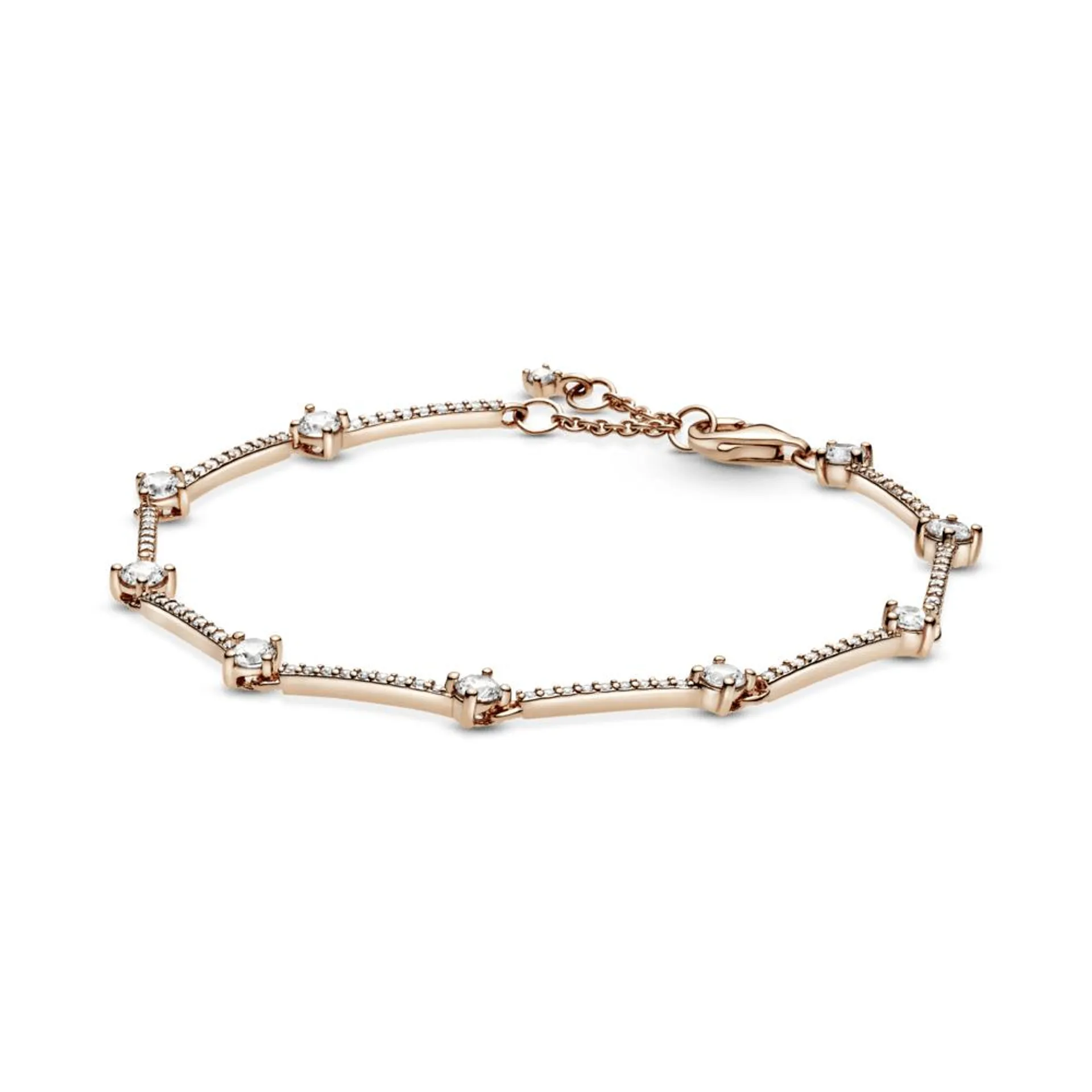 Brazalete Recubrimiento en Oro Rosa de 14k de barras con pavé brillante