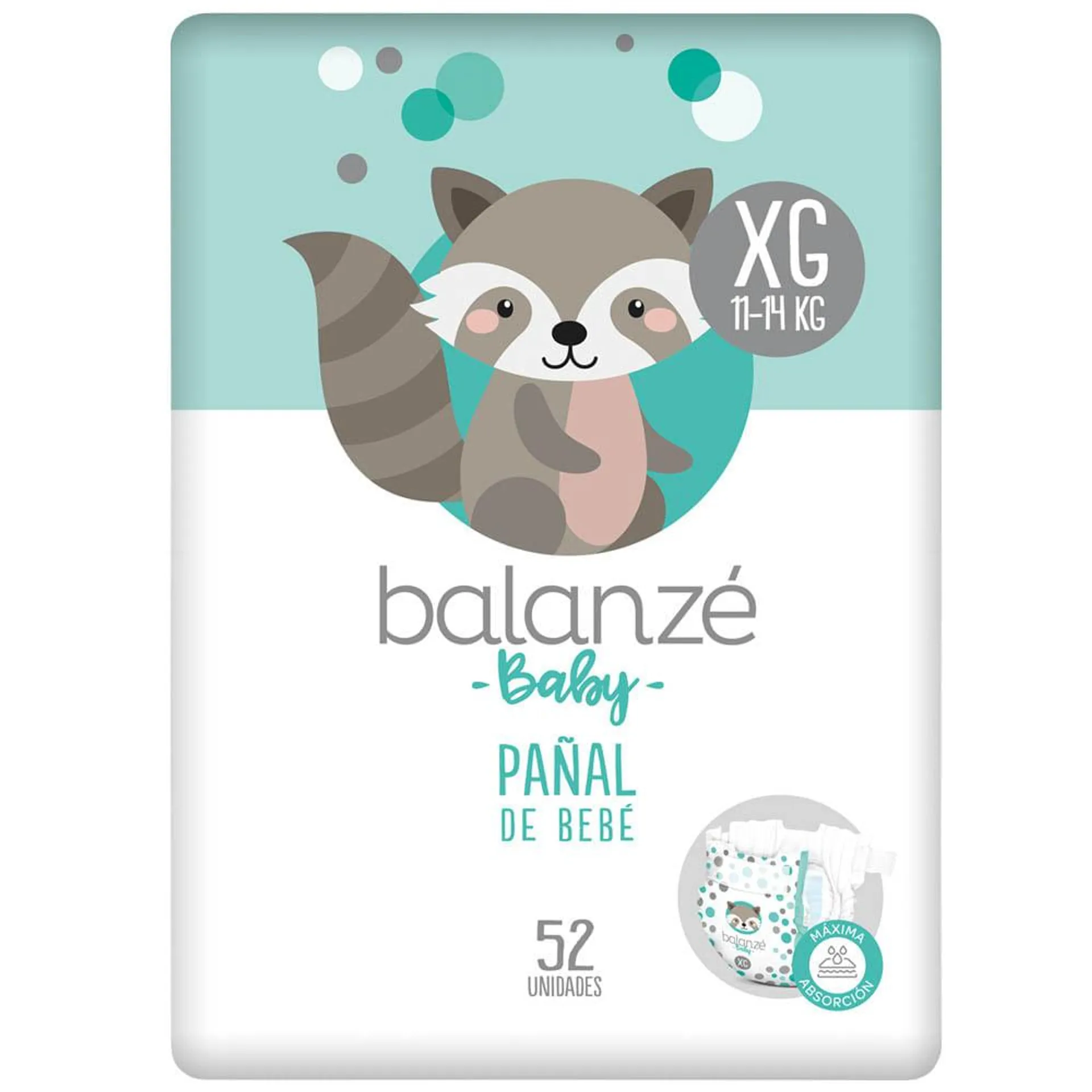 Pañal para Bebé BALANZÉ BABY Talla XG Paquete 52un