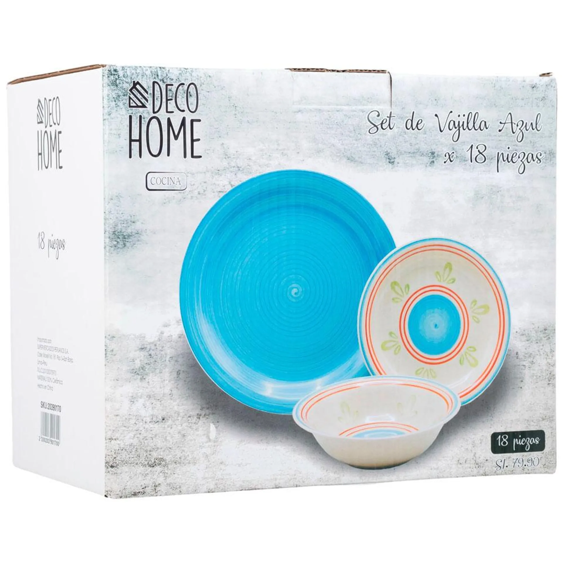 Set de Vajilla DECO HOME Azul 18pzas