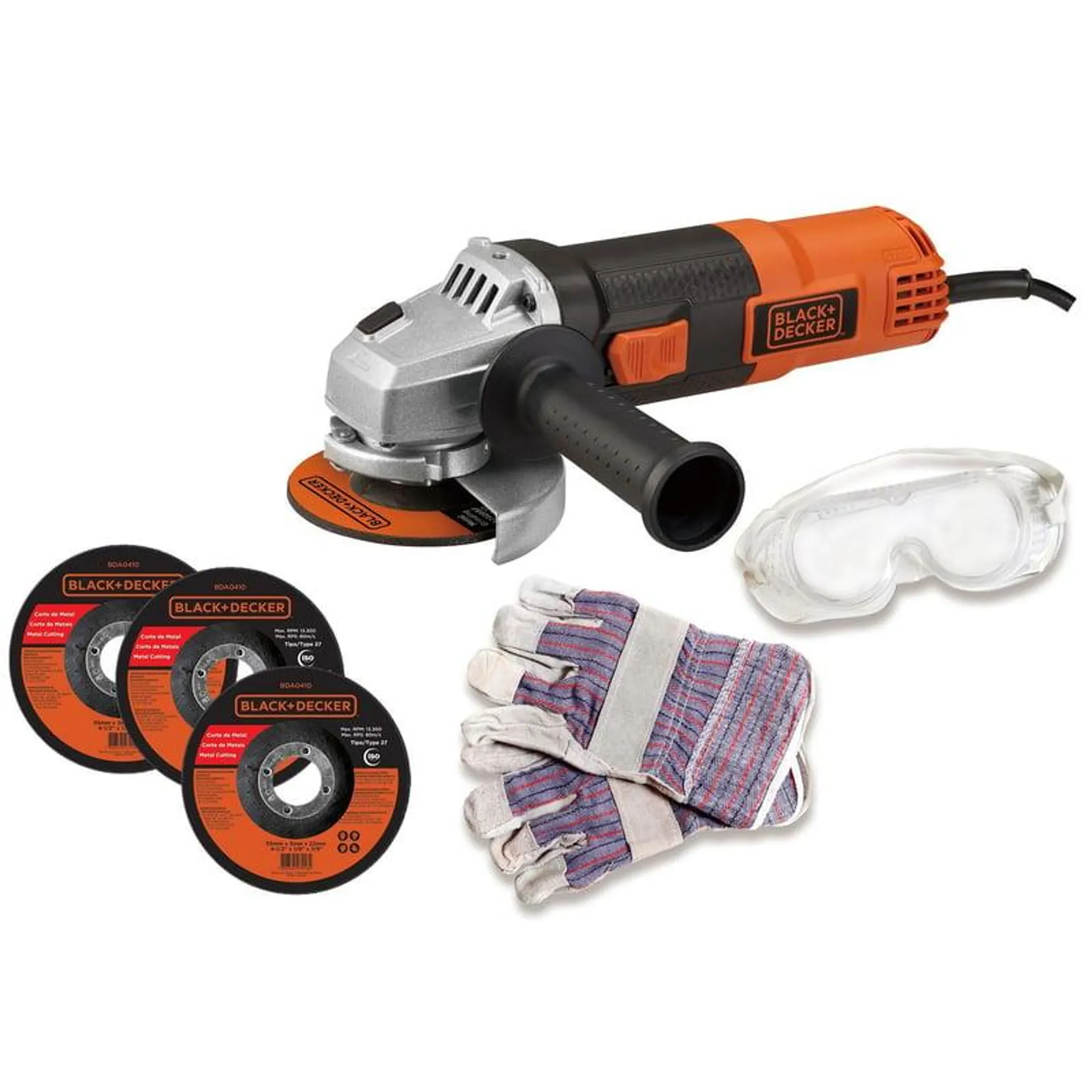 Amoladora Angular 4-1/2" 820W G720K + 3 Discos + Guantes + Lentes Black+Decker