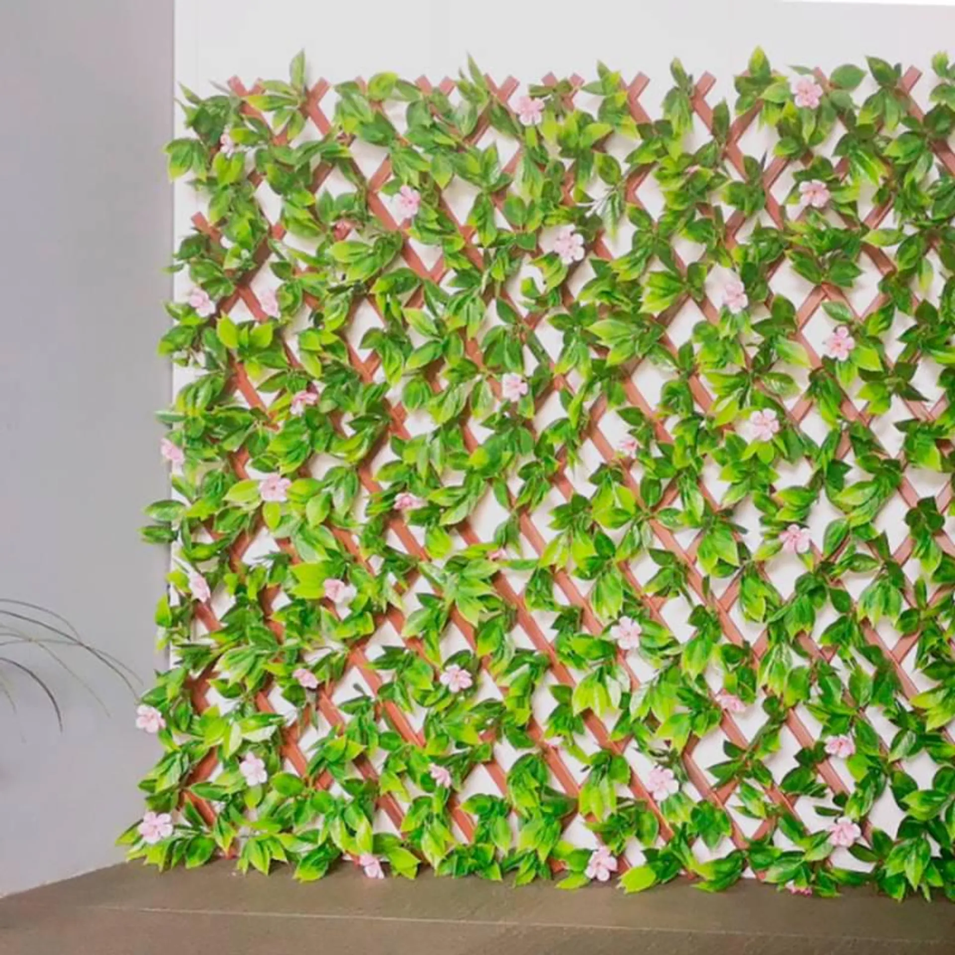 Cerco Extensible con Flores Artificial Verde 200x100cm