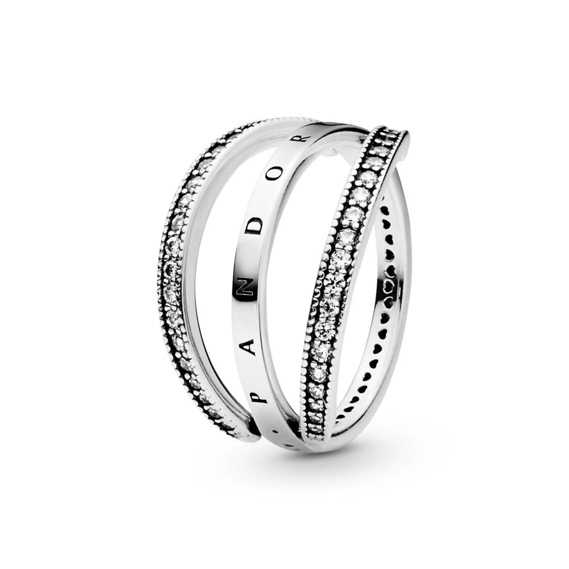 Anillo Con Corazones Y Logotipo De Pandora Signature