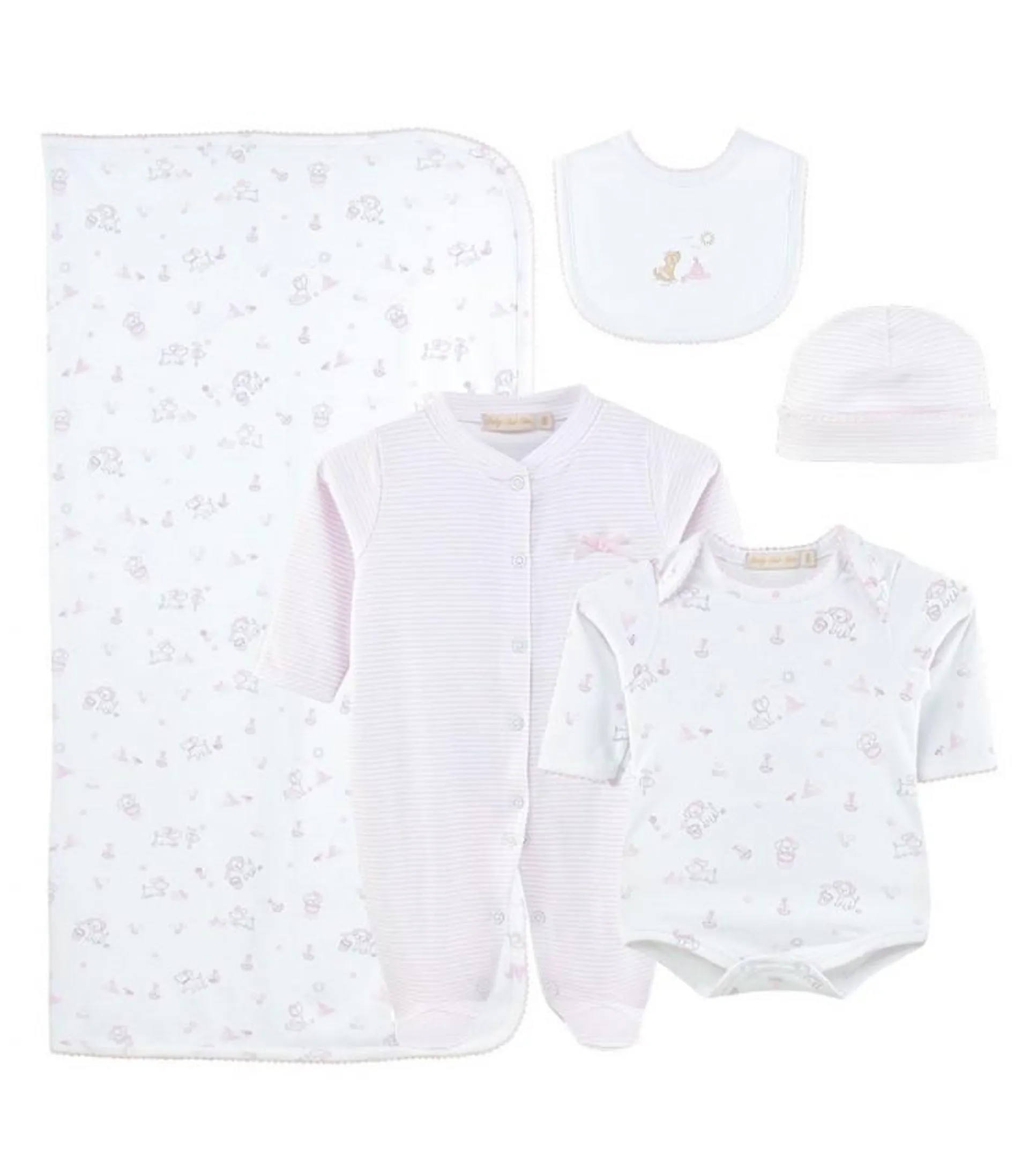 Ajuar de 5 Piezas de 100% Algodón Pima | Colección Little Sunshine Pink