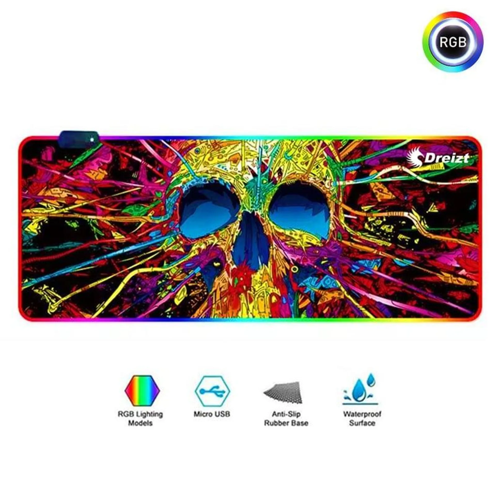 Mousepad Gamer RGB Calavera XL 80cm x 30cm