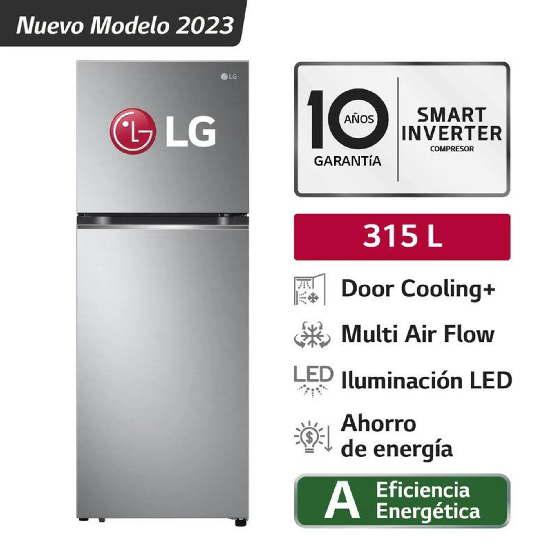 Refrigeradora Top Freezer LG GT31BPP 315L Door Cooling Plateada