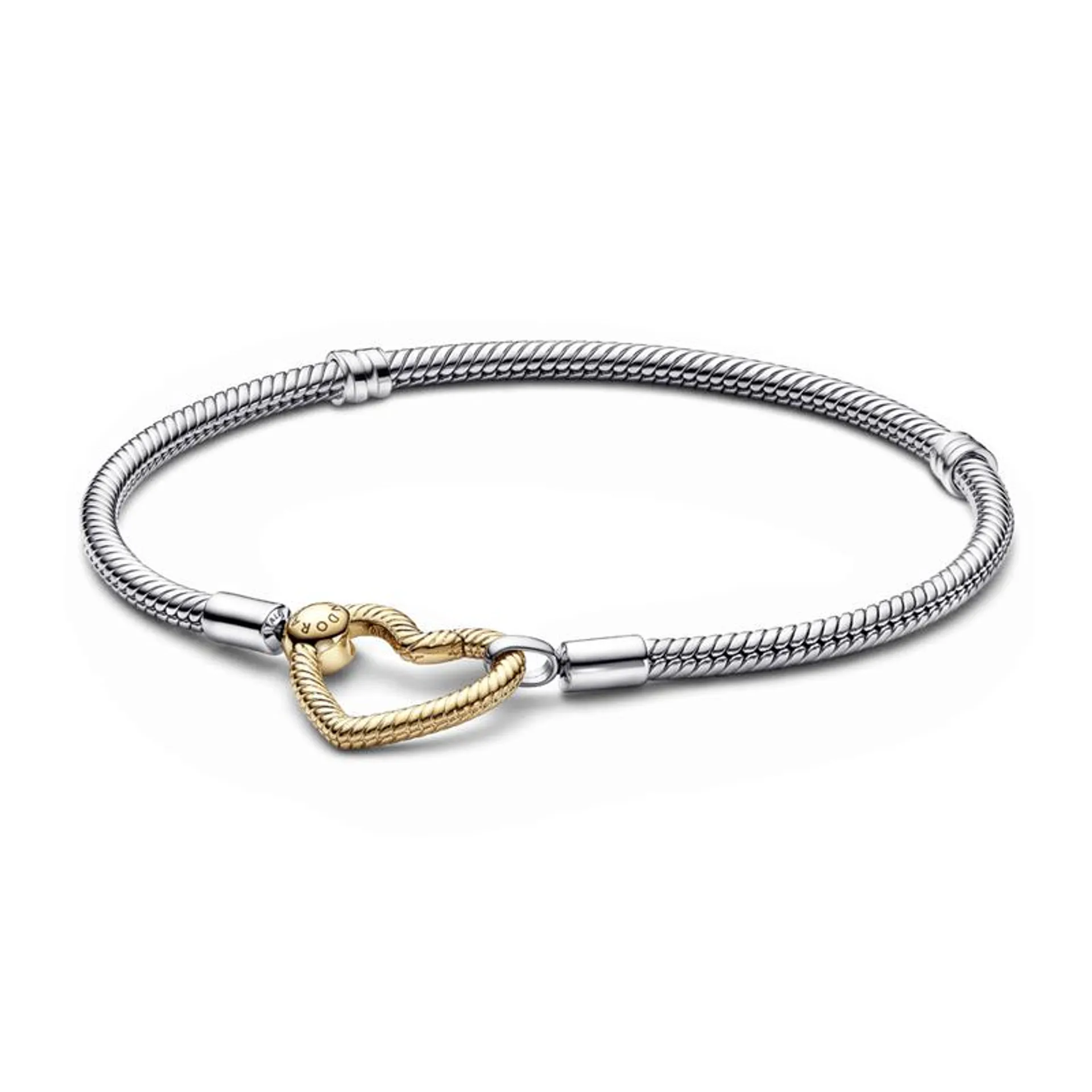 Brazalete cadena de serpiente con broche de corazón Pandora Moments Recubrimiento en Oro de 14k