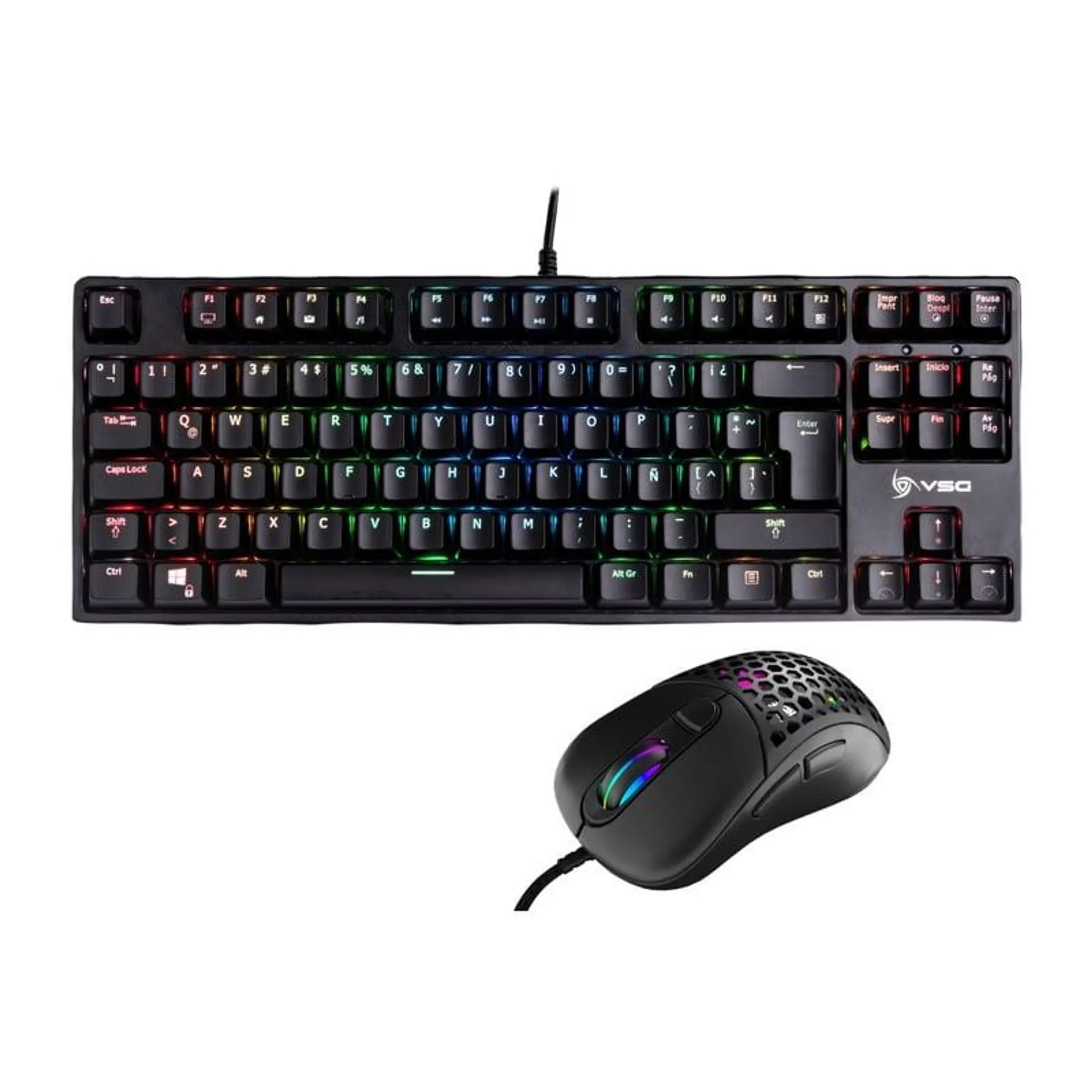 Combo Teclado Mecanico Vsg Alnitak Sw Azul y Mouse Aquila Air 16K dpi