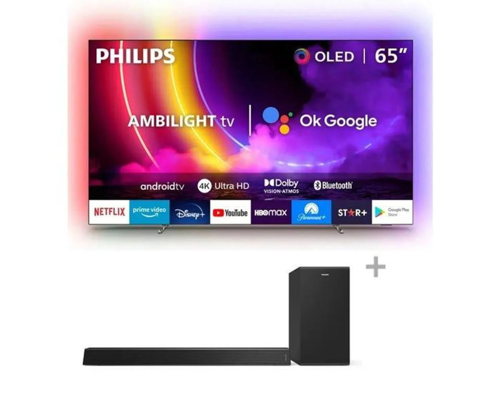 Televisor Philips OLED 4K UHD ambilight Smart 65" 65OLED707 + Soundbar Philips TAB7305/10