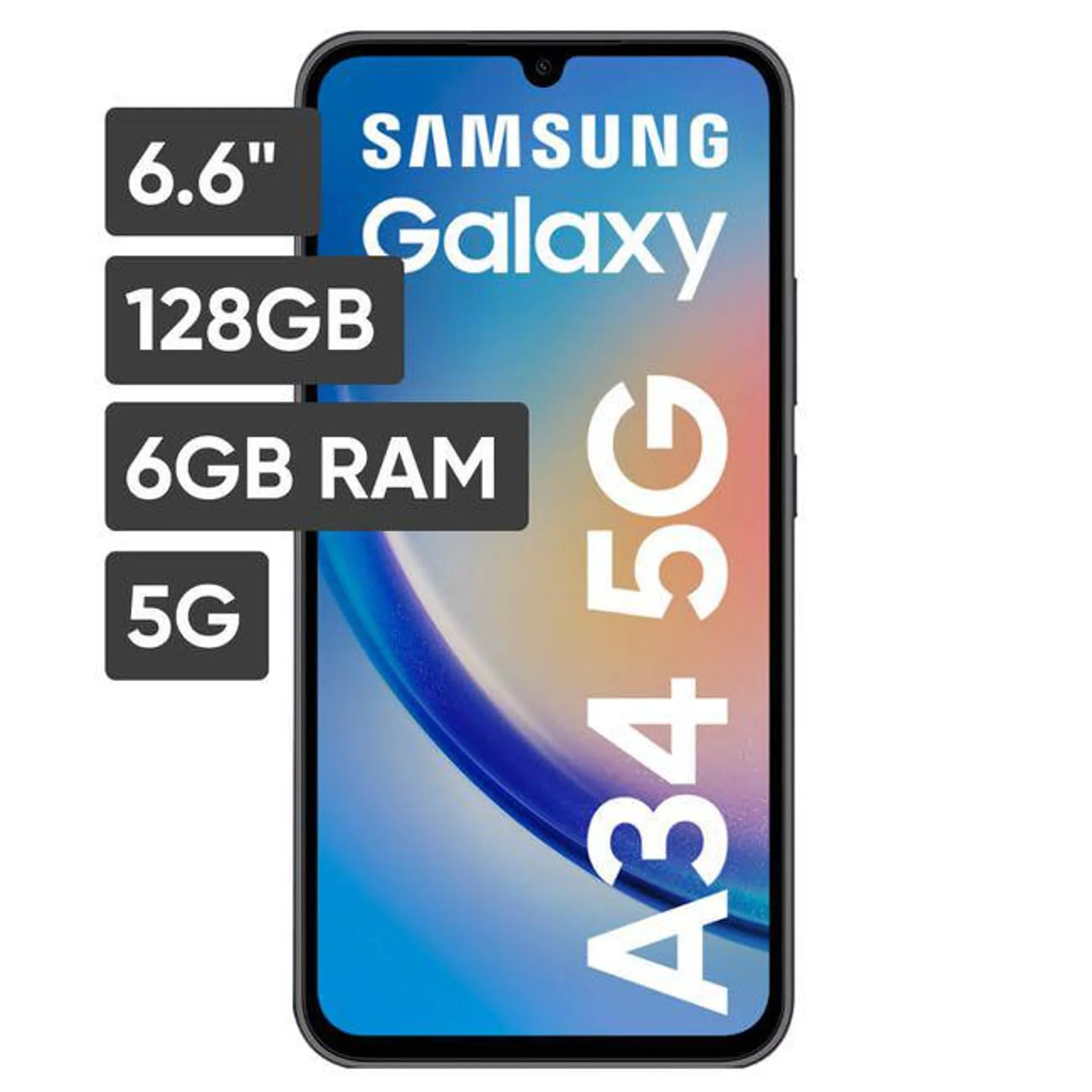 Smartphone SAMSUNG Galaxy A34 6.6" 6GB 128GB 48MP + 8MP + 5MP Grafito