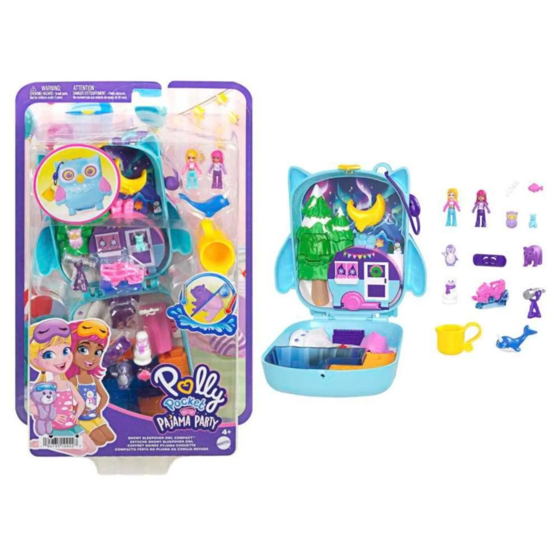 Muñeca Polly Pocket Set De Juego Estuche Pijamada Búho