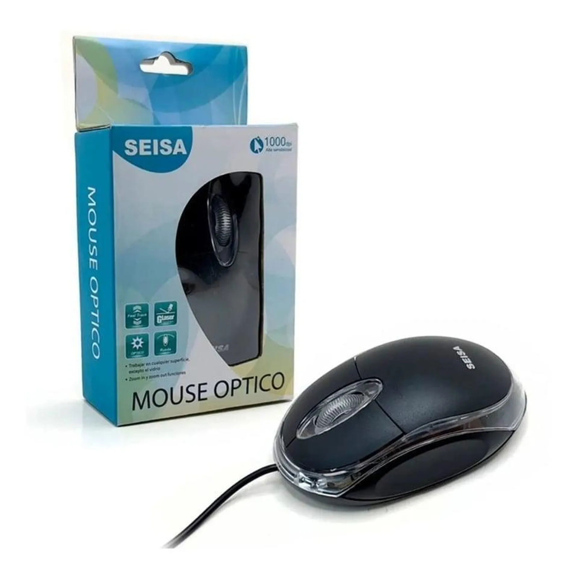 Mouse Optico 1000dpi Sensibilidad Original SEISA Rueda 3D Interfaz USB