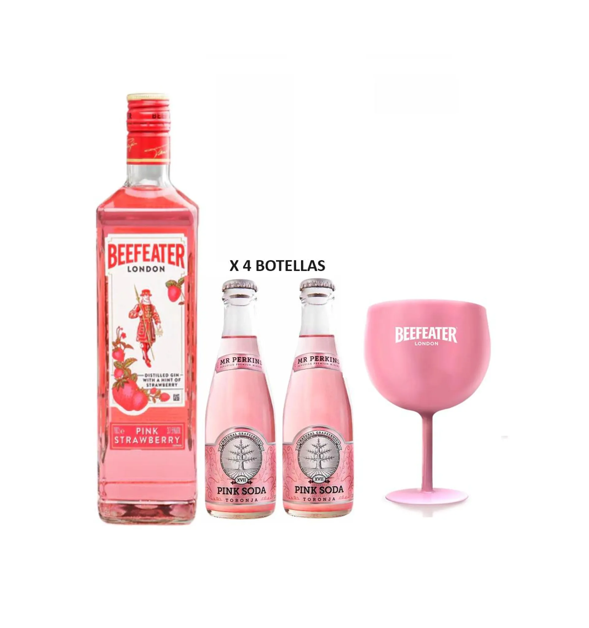 BEEFEATER PINK 700ML + 4 MR. PERKINS PINK 200ML + COPA