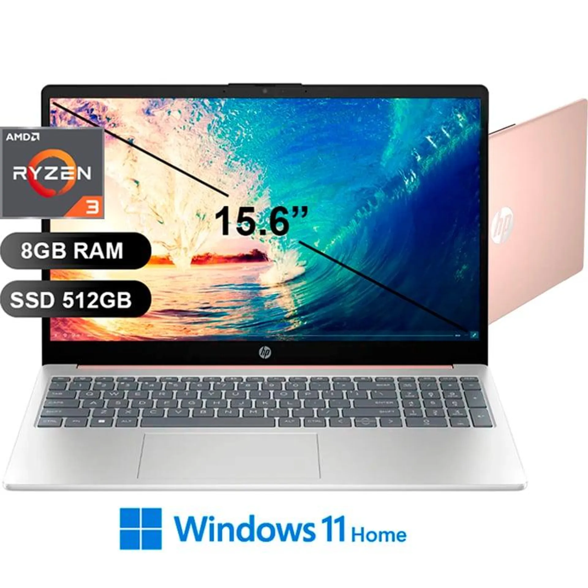 Laptop Hp 15-fc0068la AMD Ryzen 3 7320U, 8GB RAM, 512GB SSD, W11home, 15.6 (A1UD2LA)