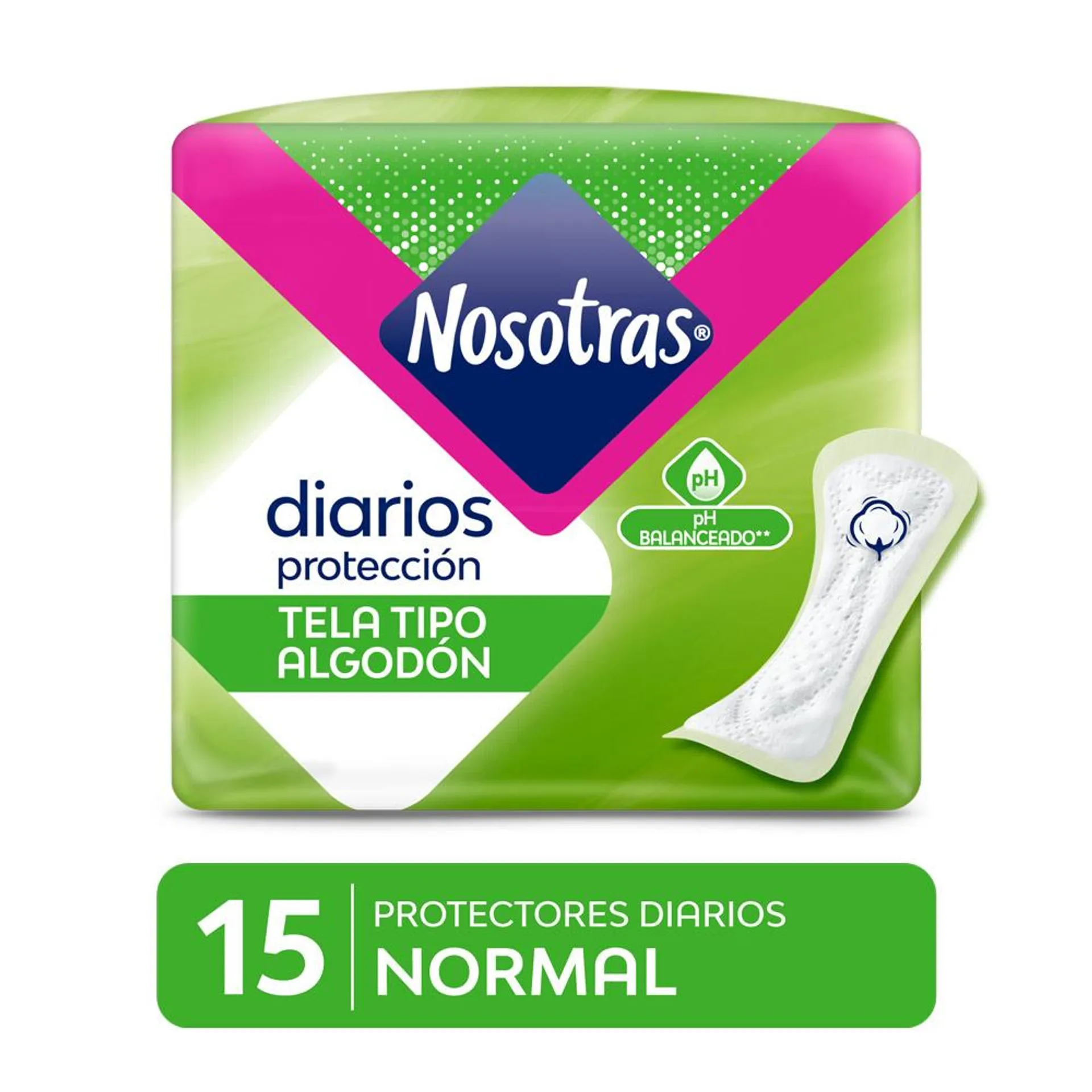 Nosotras Tipo Algodón Protectores Diarios x 15 Unidades