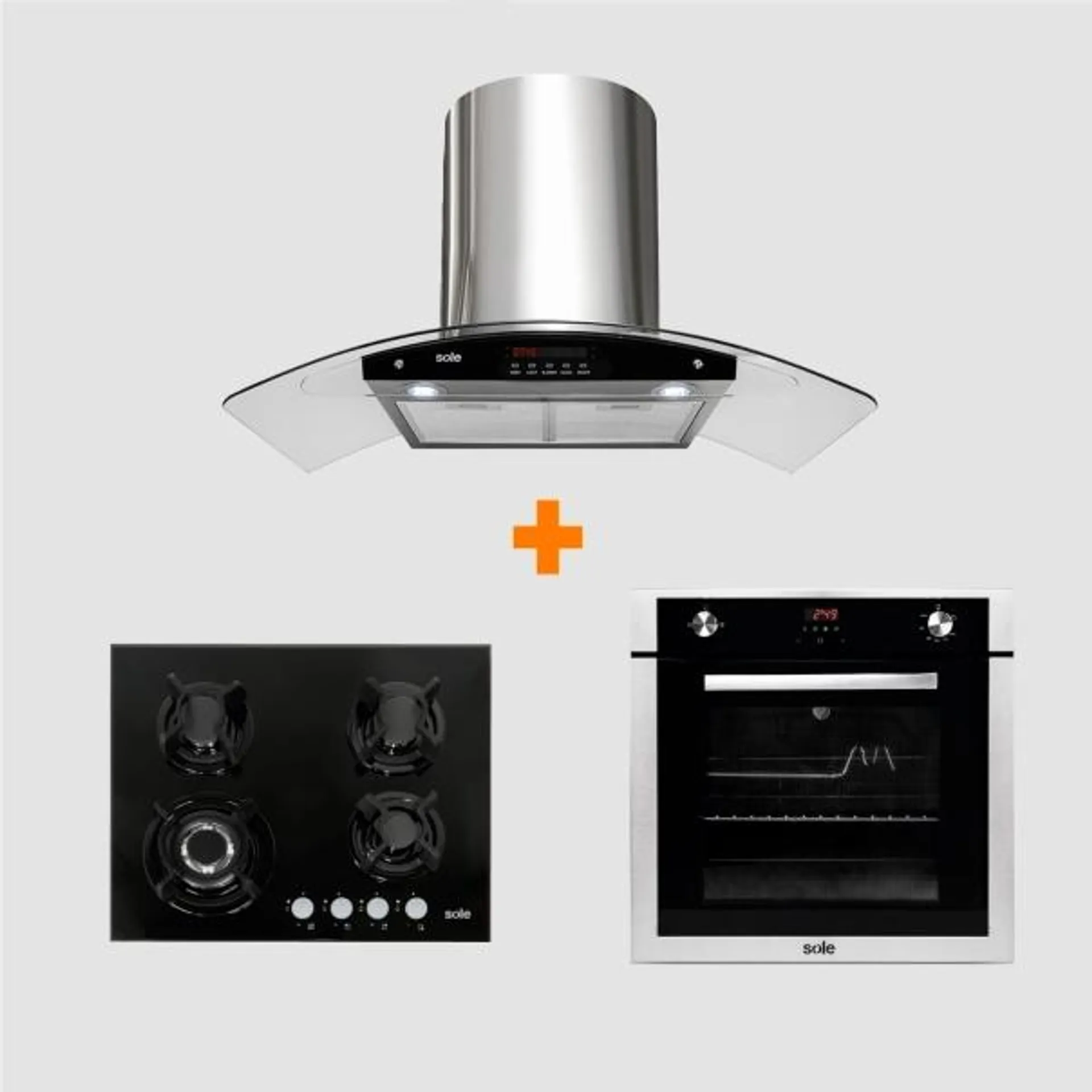 Cocina Empotrable Vidrio Templado + Campana Venus Plus + Horno A Gas007