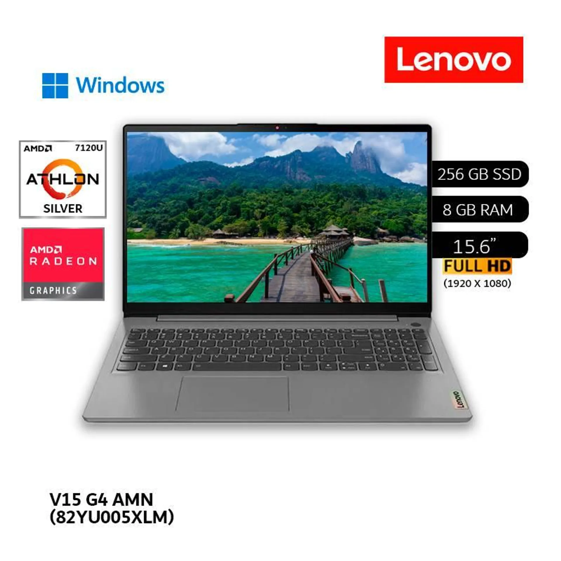 Laptop Lenovo Athlon Silver 7120U 8GB RAM 256GB SSD 156 FHD WIND 82YU00X5LM