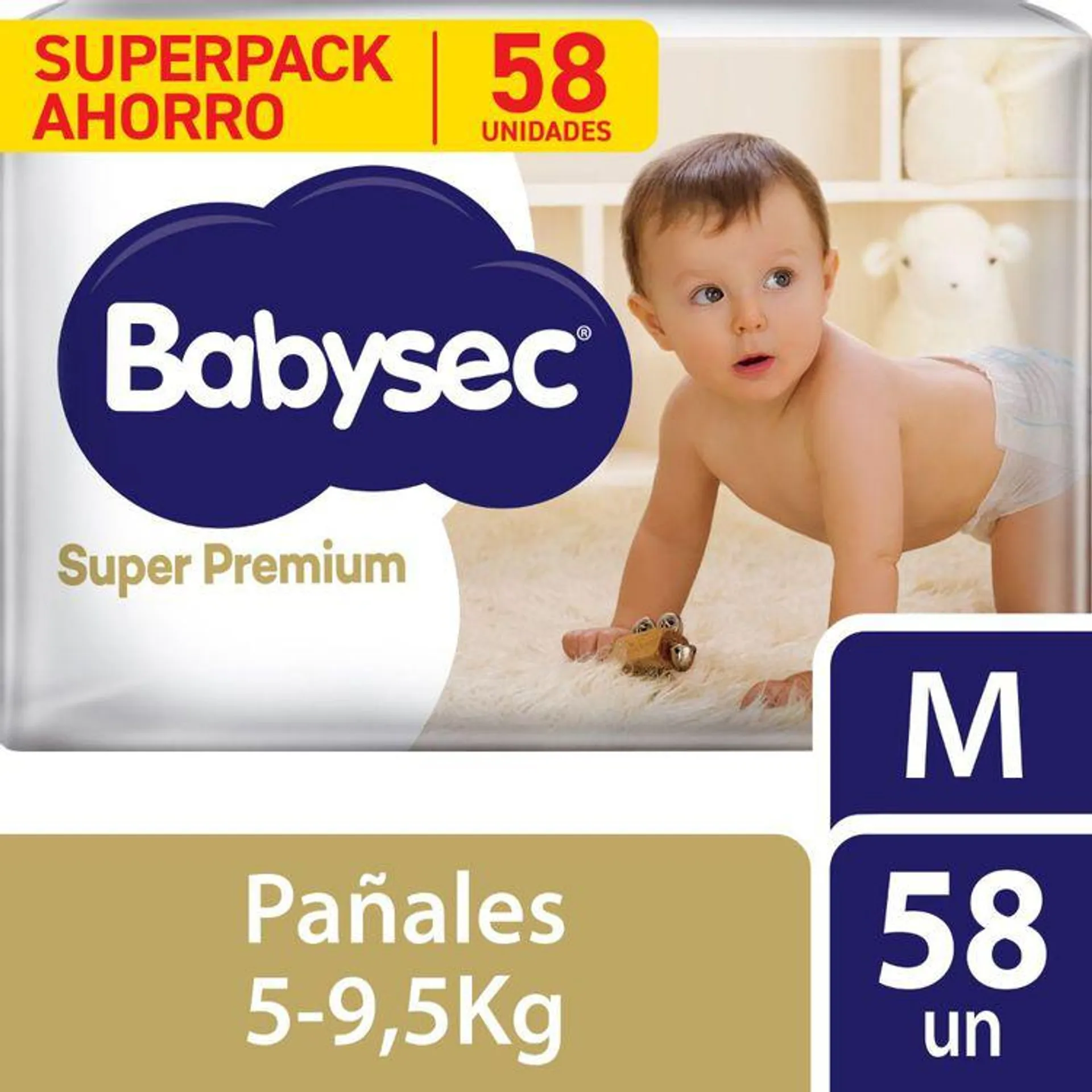 Pañales para Bebé Babysec Súper Premium Talla M 58un