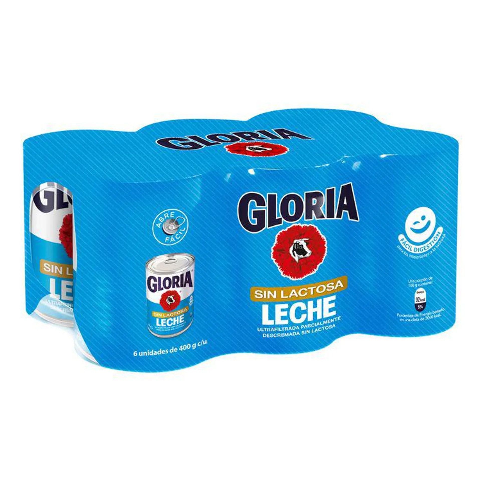Sixpack Leche Ultrafiltrada Gloria Sin Lactosa Lata 400g