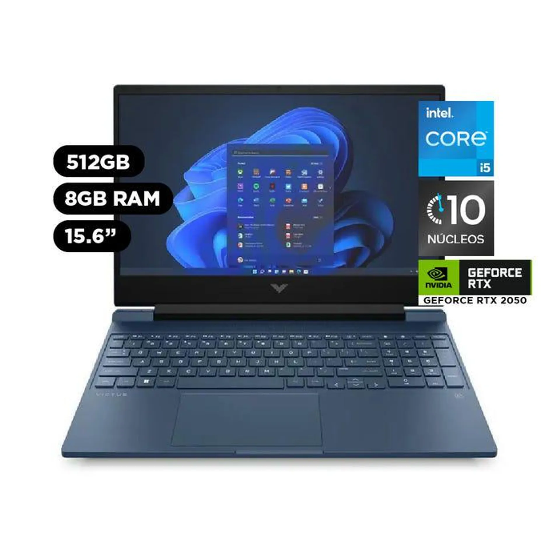 Laptop Gamer HP Victus 15.6" Intel Core i5 12a Gen 8 Núcleos 8GB 512GB NVIDIA RTX2050 15-FA1005LA