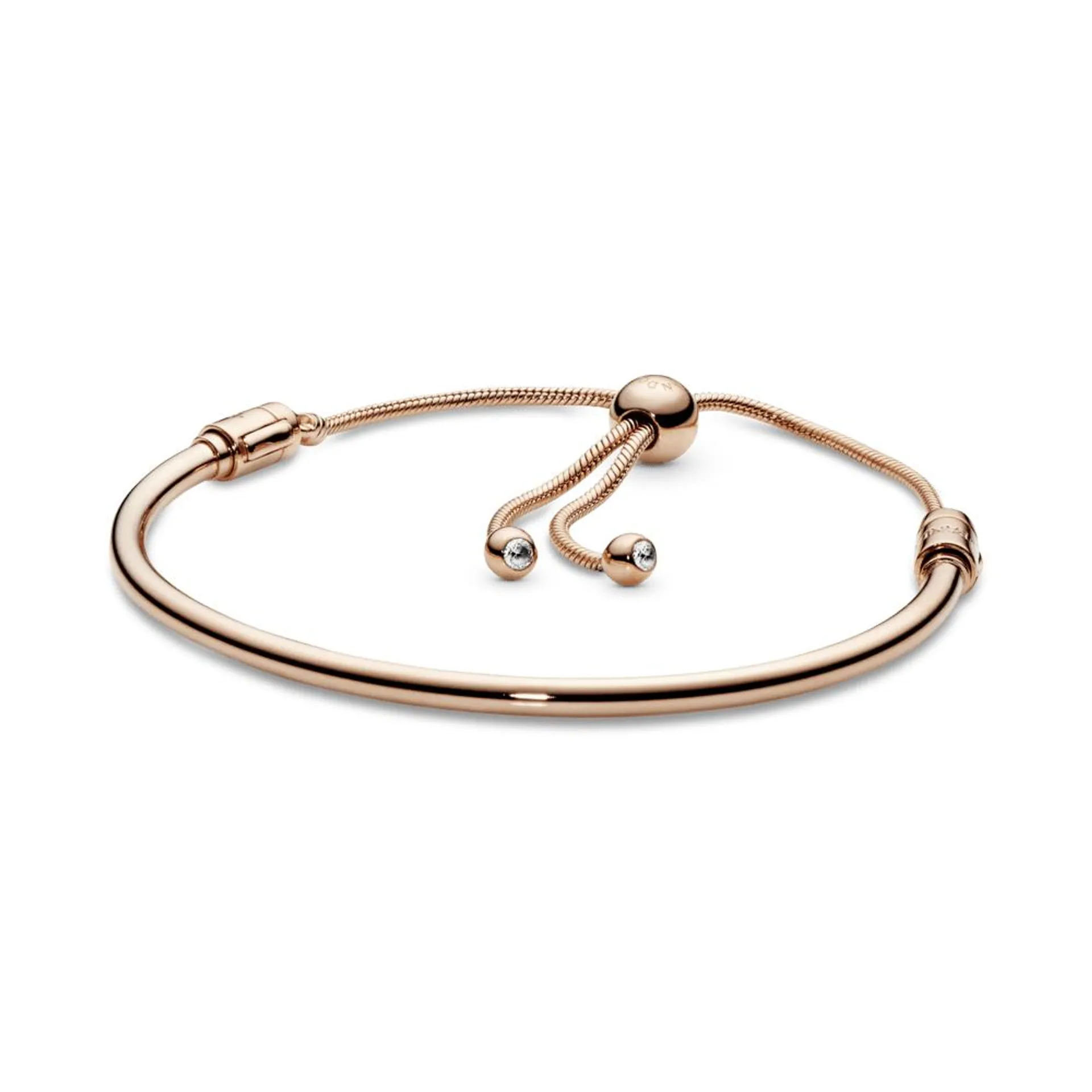 Brazalete deslizante Tallo de flor Recubrimiento en Oro Rosa de 14k