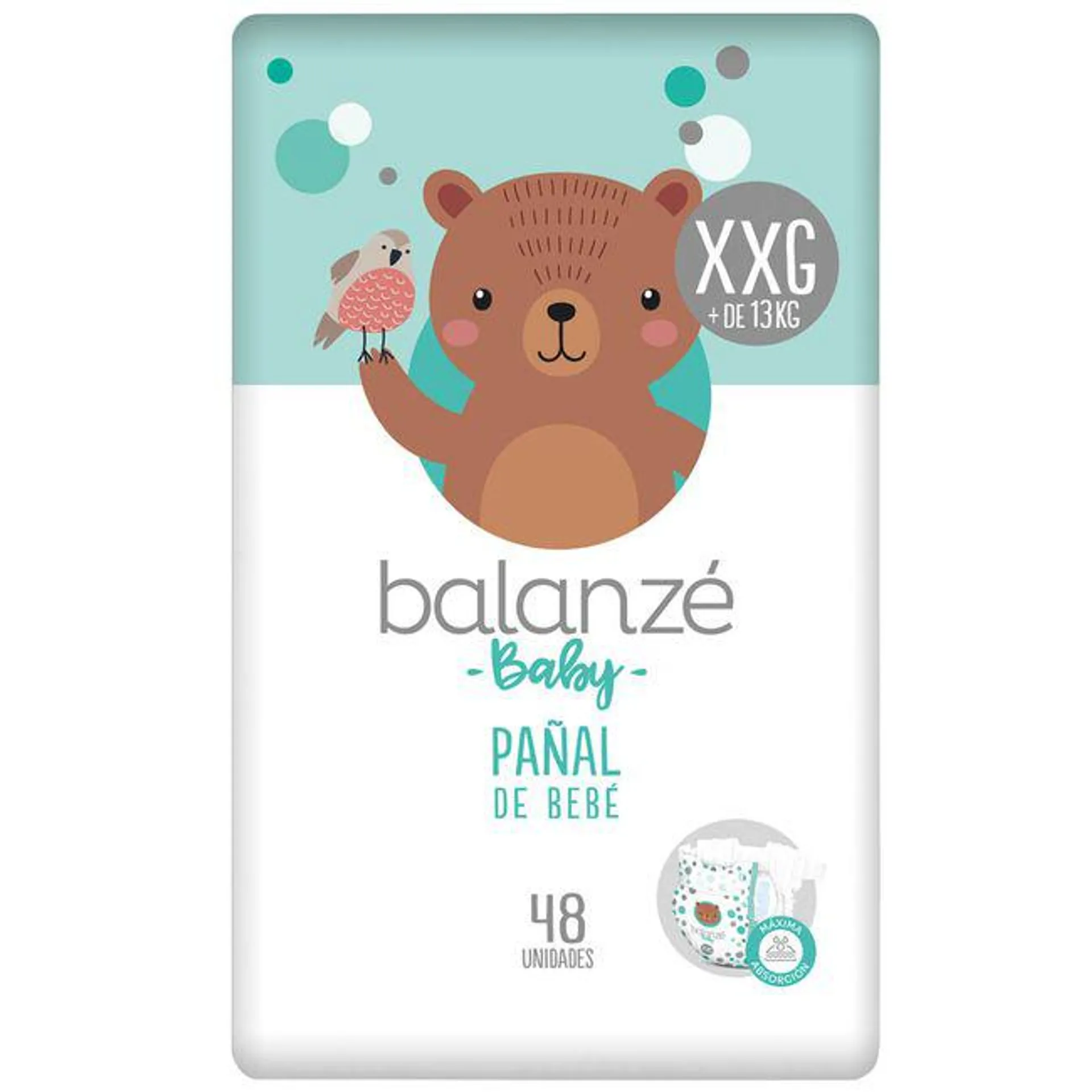 Pañal para Bebé BALANZÉ BABY Talla XXG Paquete 48un