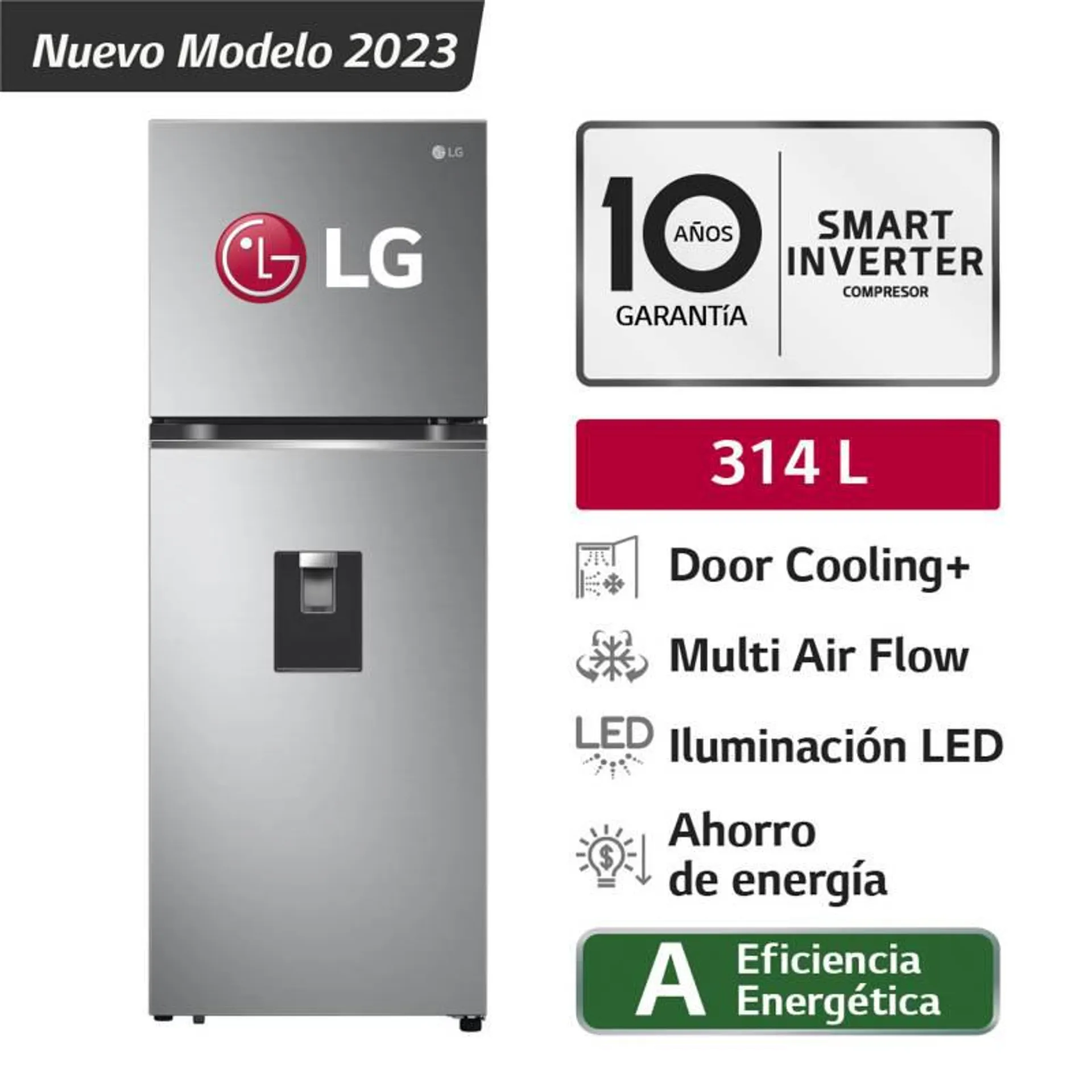 Refrigeradora GT31WPP 314L Door Cooling Top Mount Plateada LG