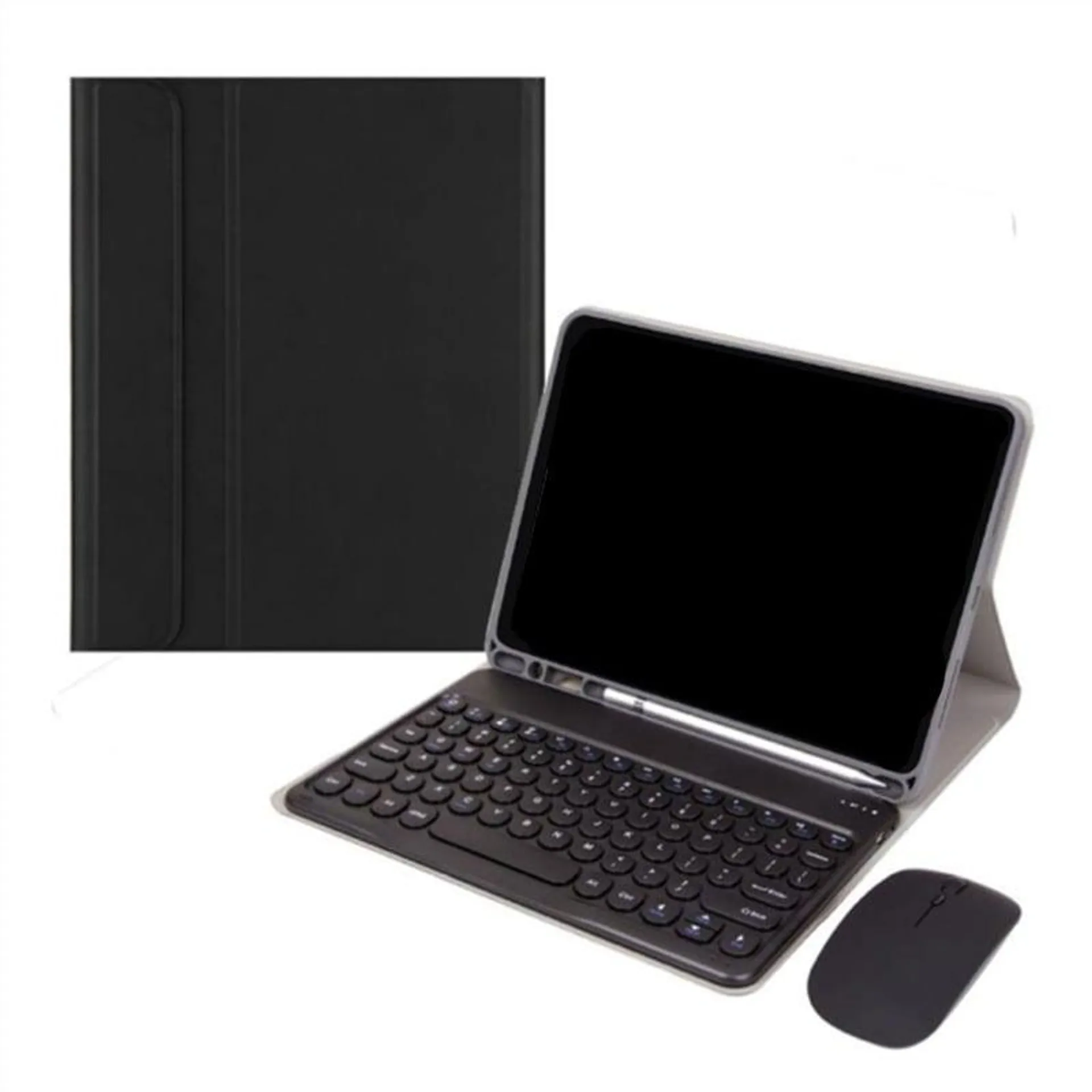 Para Samsung S6lite / p610 teclado circular y funda de cuero negro