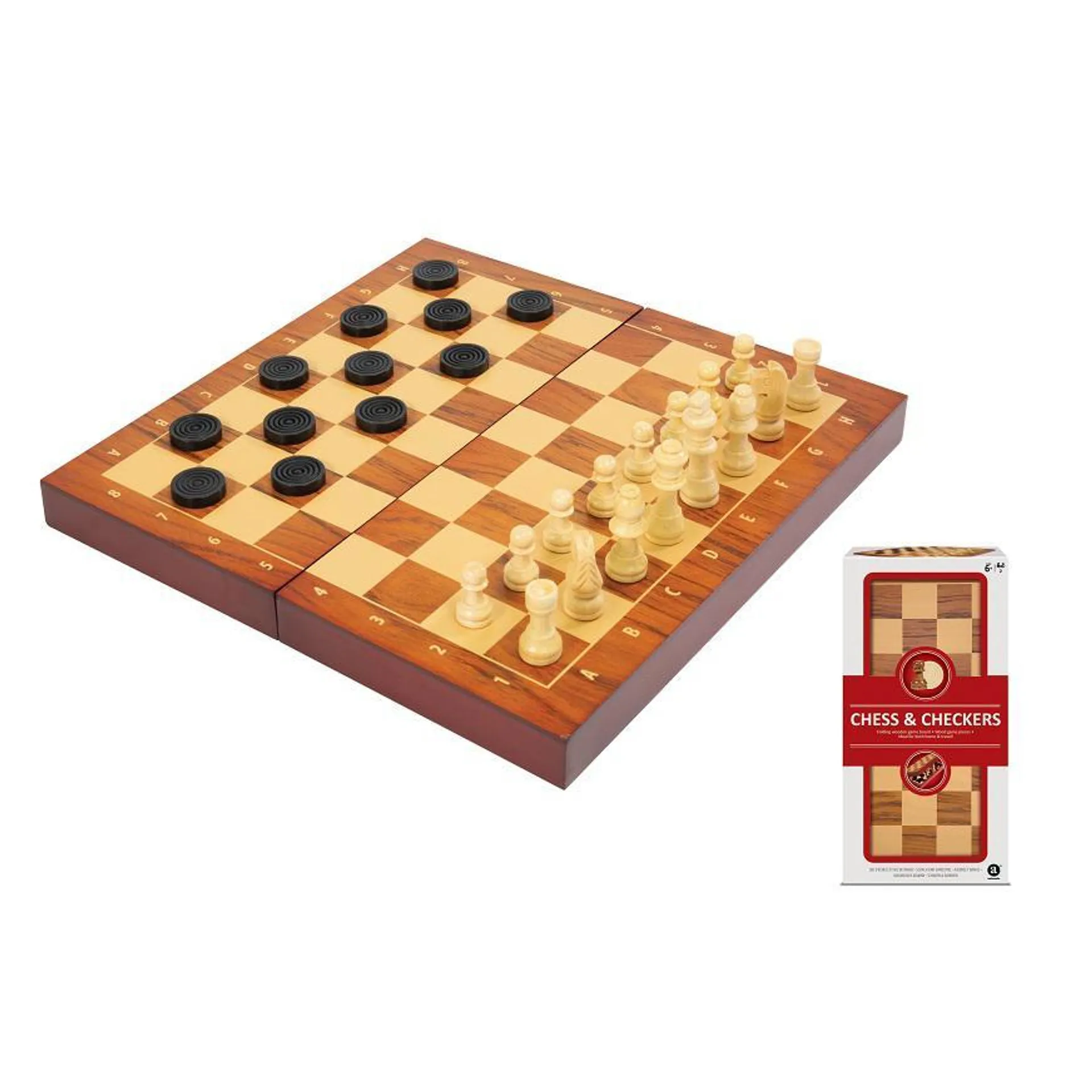 Juego De Mesa Ambassador Plegable De Madera Ajedrez + Damas