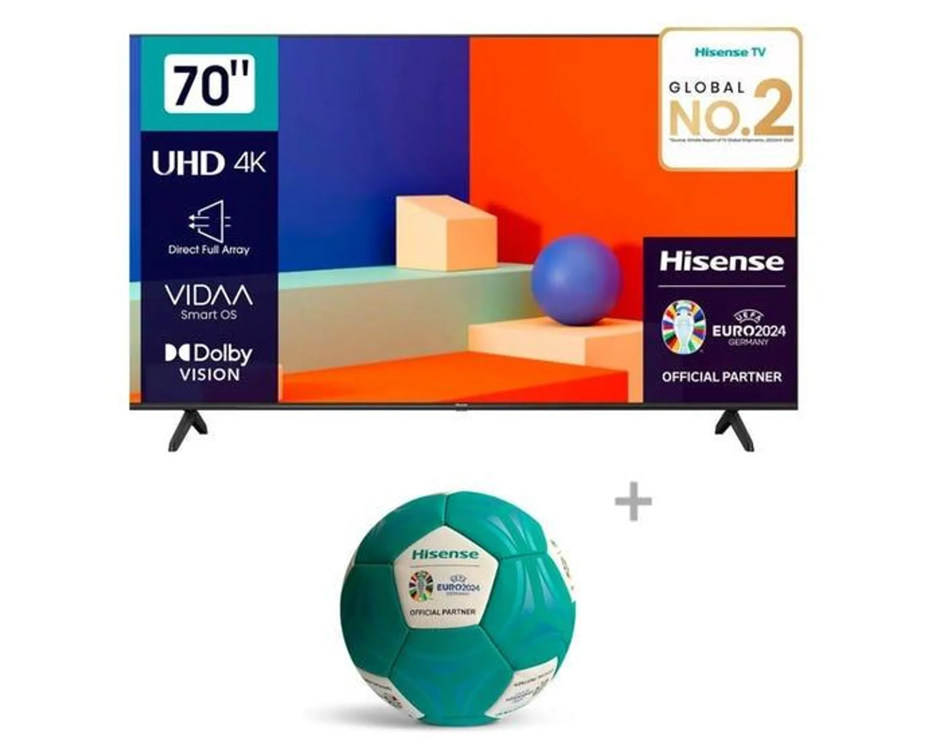 Televisor Hisense Smart TV 70" LED 4K UHD 70A6K + PELOTA HISENSE - EURO 2024