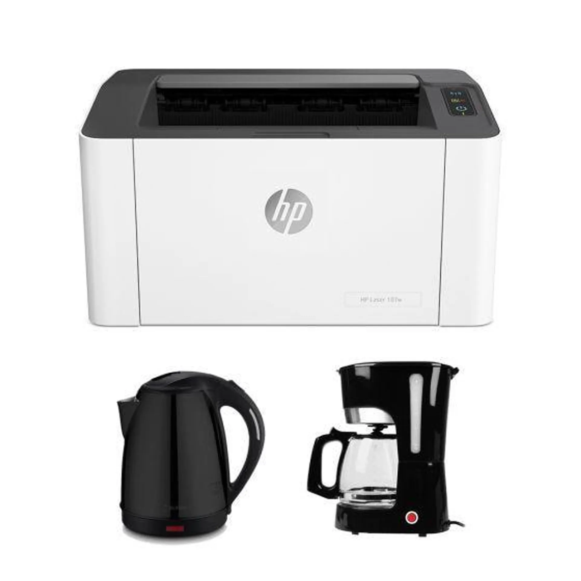 Impresora HP Laser 107w (4ZB78A) + Cafetera Miray CM-838 12 tazas + Hervidor Miray HM-873N 1.8 L