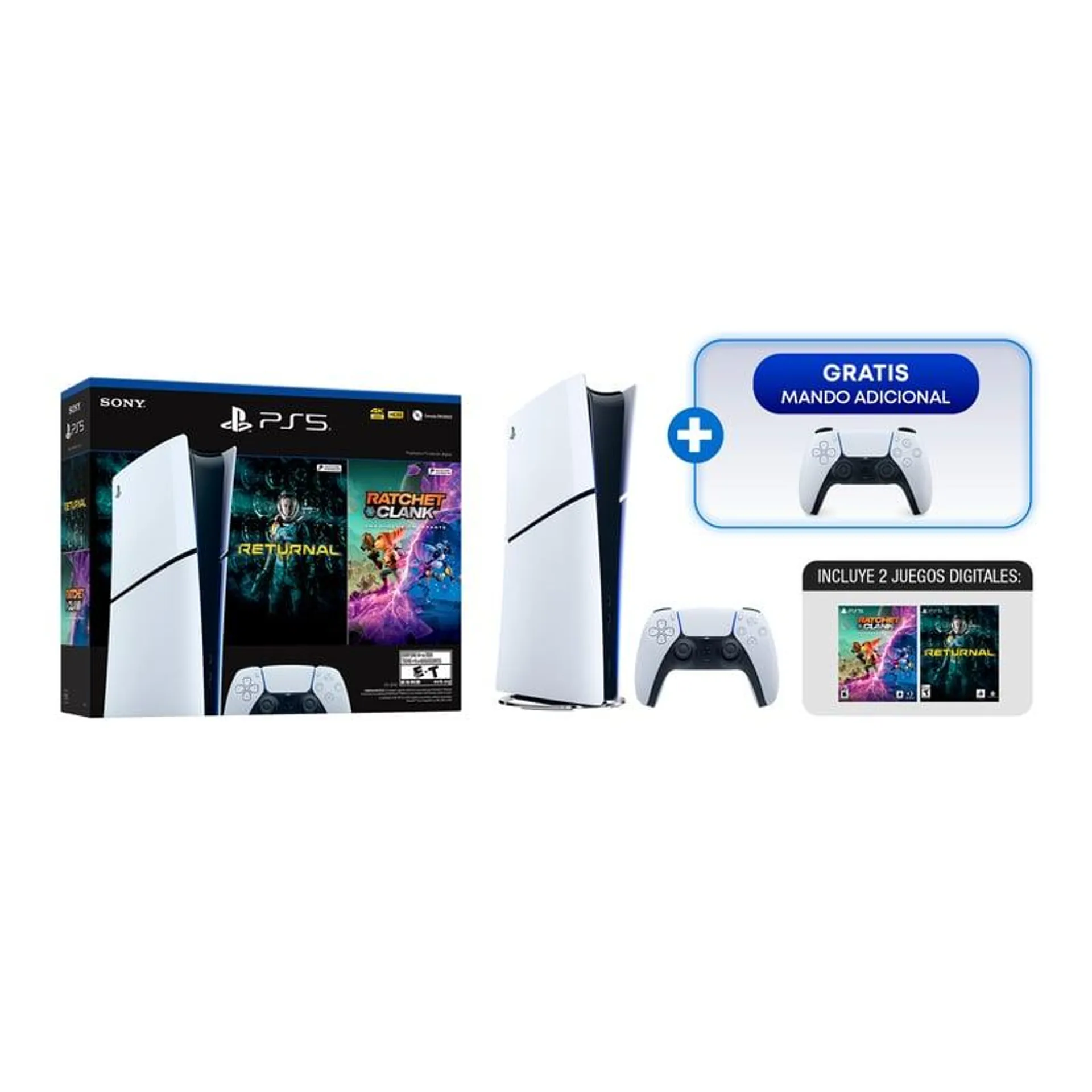 PS5 DIGITAL SLIM + Mando Dualsense PS5 Adicional Gratis