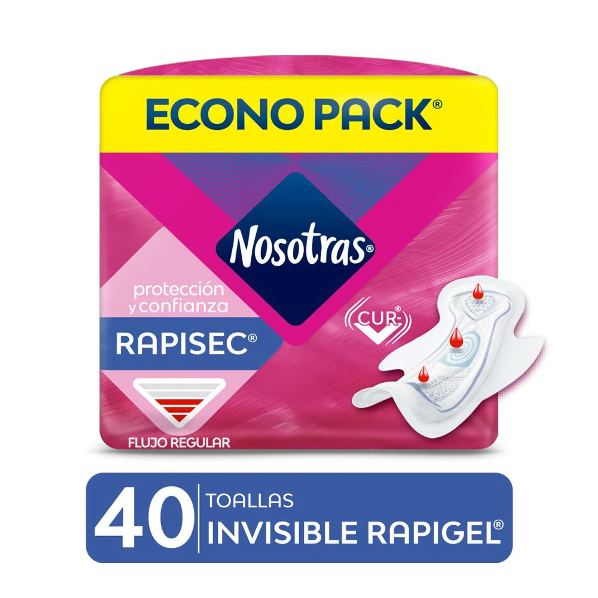 Nosotras Invisible Rapigel Toallas Higiénicas x 40 Unidades