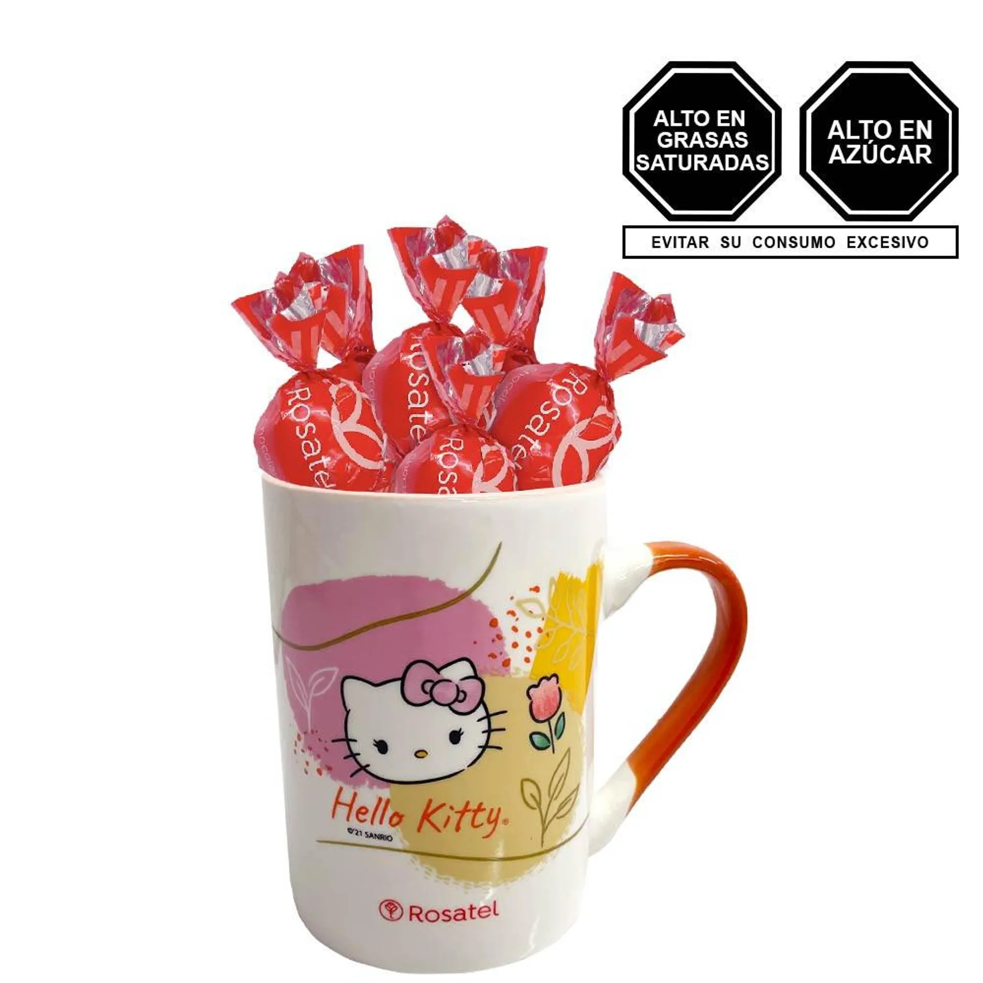 Taza Floral Hello Kitty con Chocolates Cacaosuyo