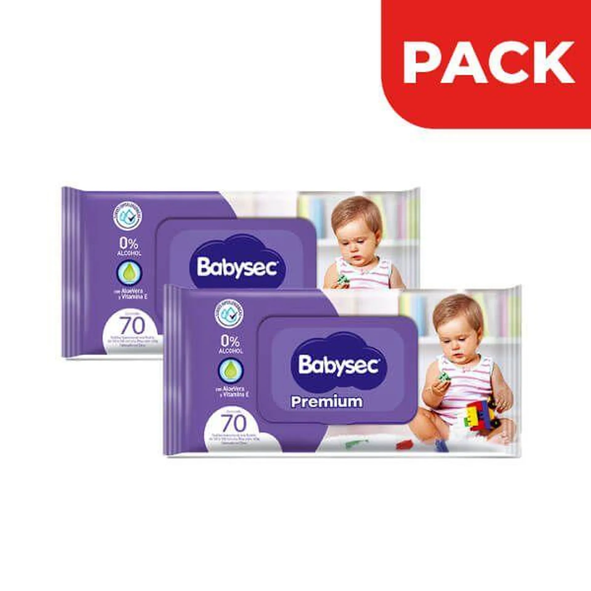 Dúo Pack Toallitas Húmedas Babysec Premium - Bolsa 70 UN