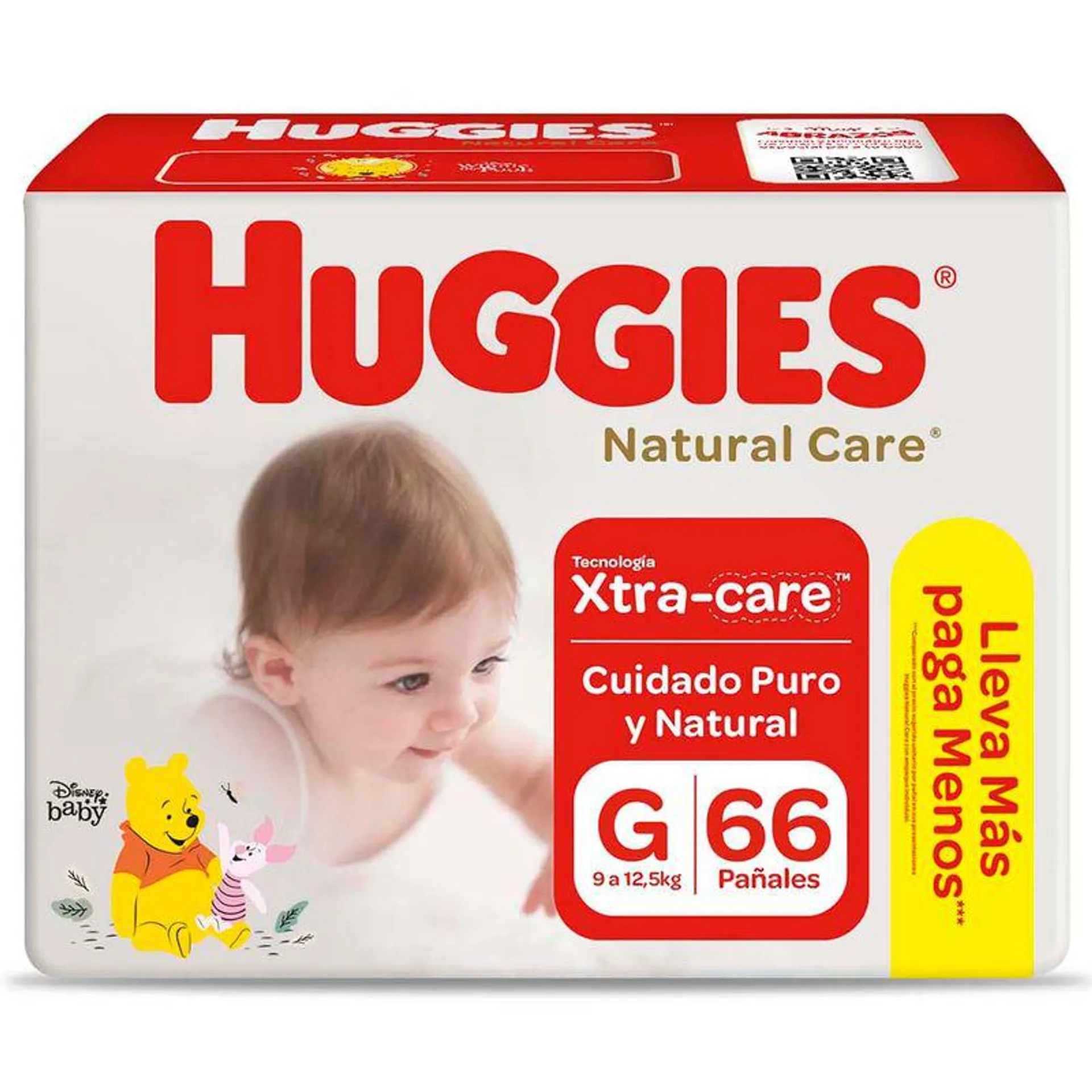 Pañales para Bebé Huggies Natural Care Talla G 66un