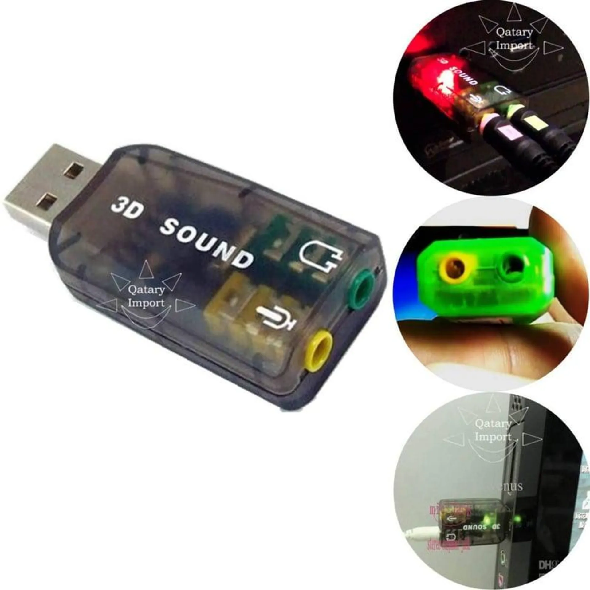 Tarjeta de Sonido Externo USB 5.1 Canales para PC, Laptop Envolvente