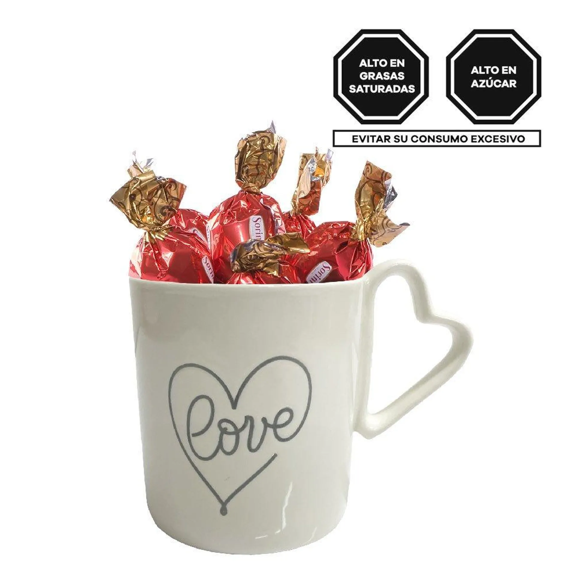 Taza Corazón Love con Bombones Sorini